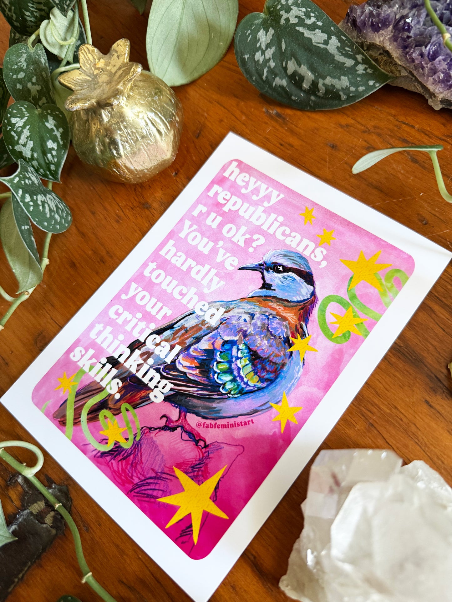 heyyy republicans, r u ok? You've hardly touched your critical thinking skills: feminist art print