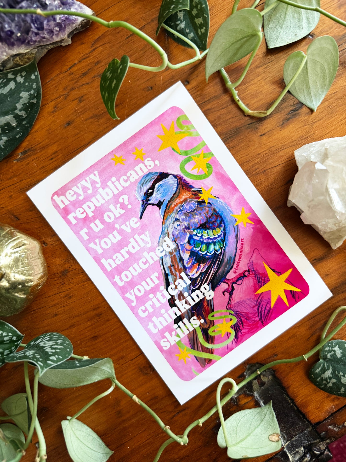 heyyy republicans, r u ok? You've hardly touched your critical thinking skills: feminist art print
