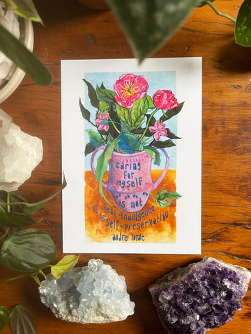 Caring for myself is not self indulgence it is self preservation, Audre Lorde: Feminist Art Print