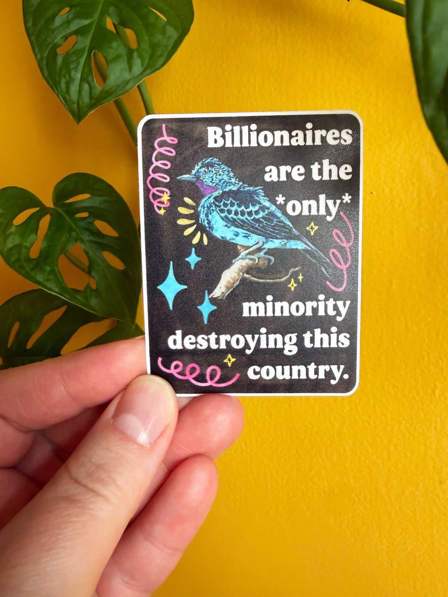 Billionaires are the *only* minority destroying this country: feminist sticker