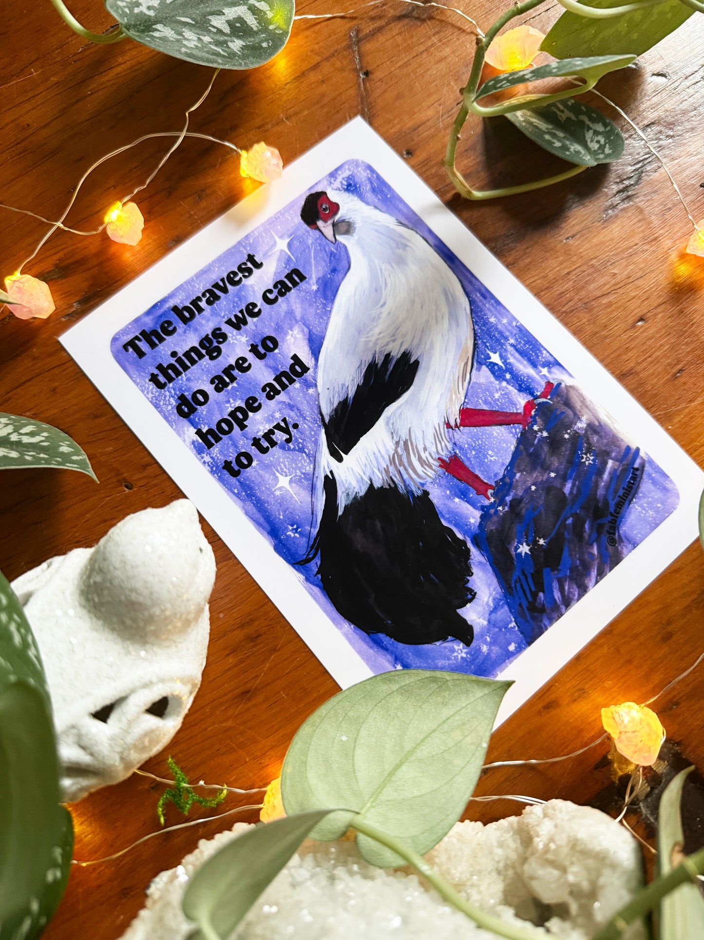 The bravest things we can do are to hope and to try: feminist art print