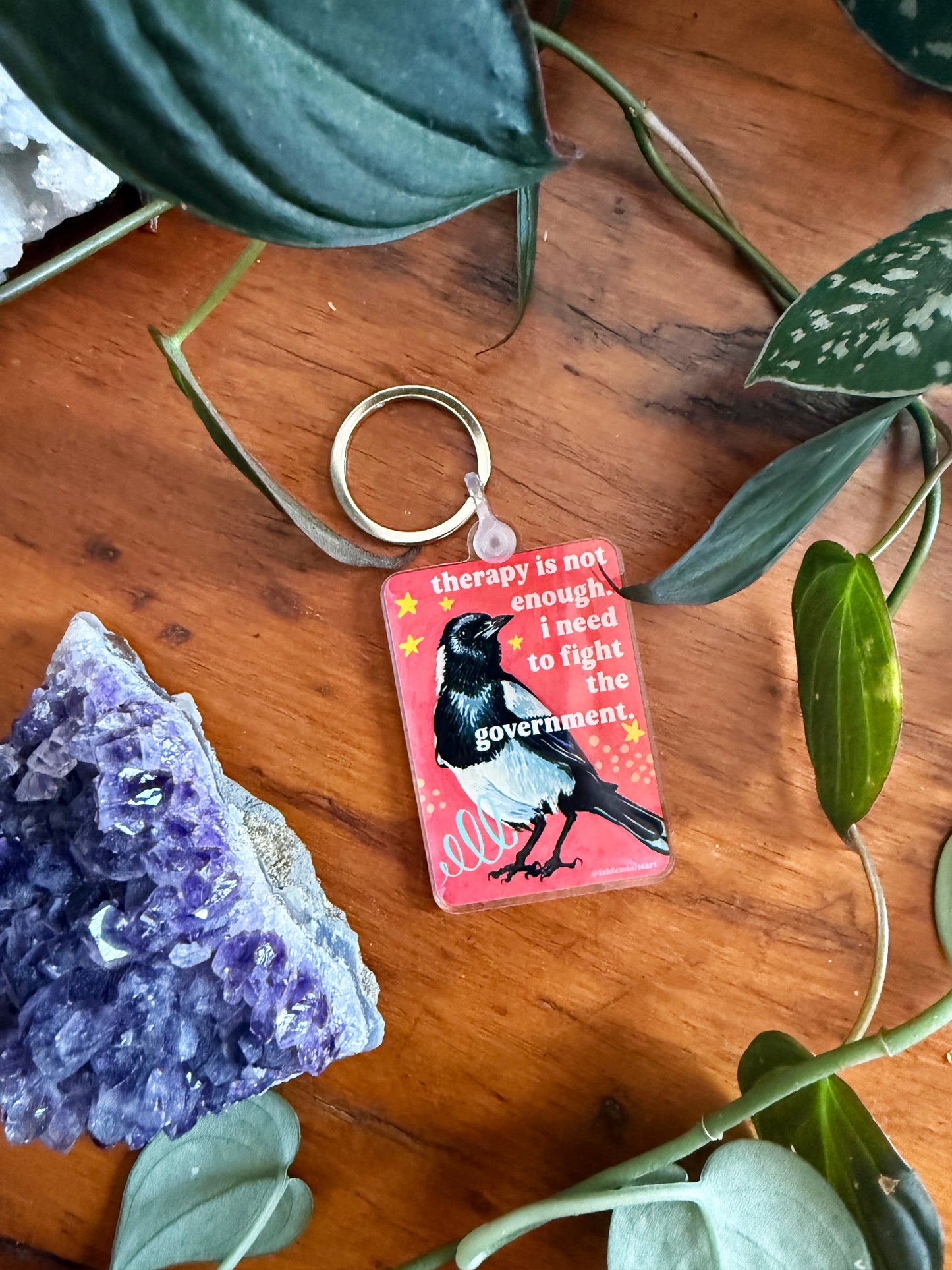Therapy Is Not Enough I Need To Fight The Governement: Feminist Keychain