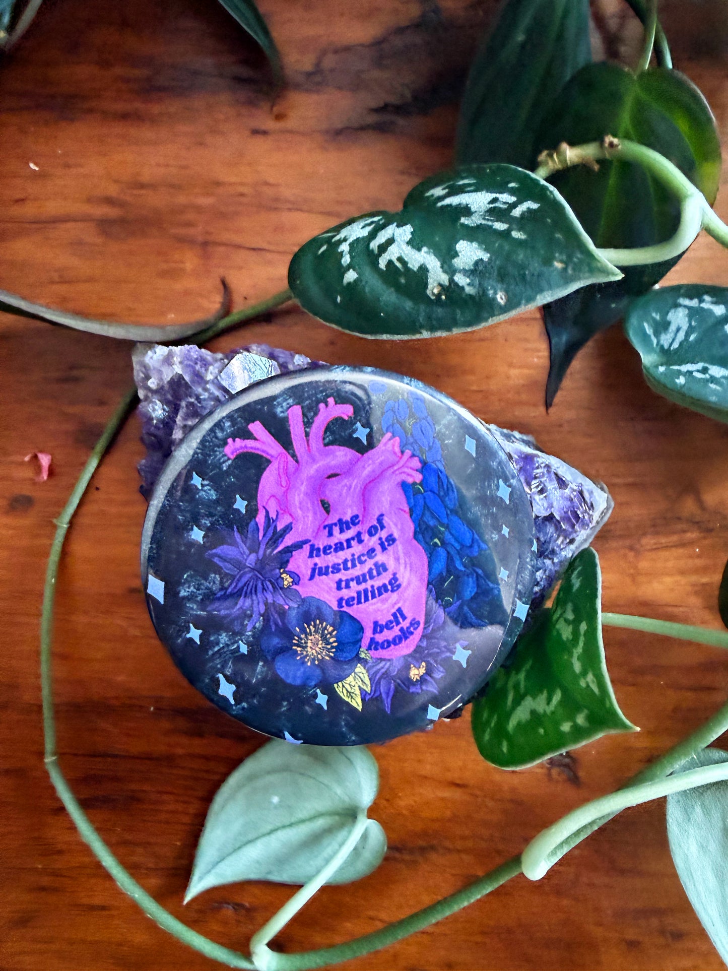 The Heart Of Justice Is Truth Telling, bell hooks: Feminist Pinback Button