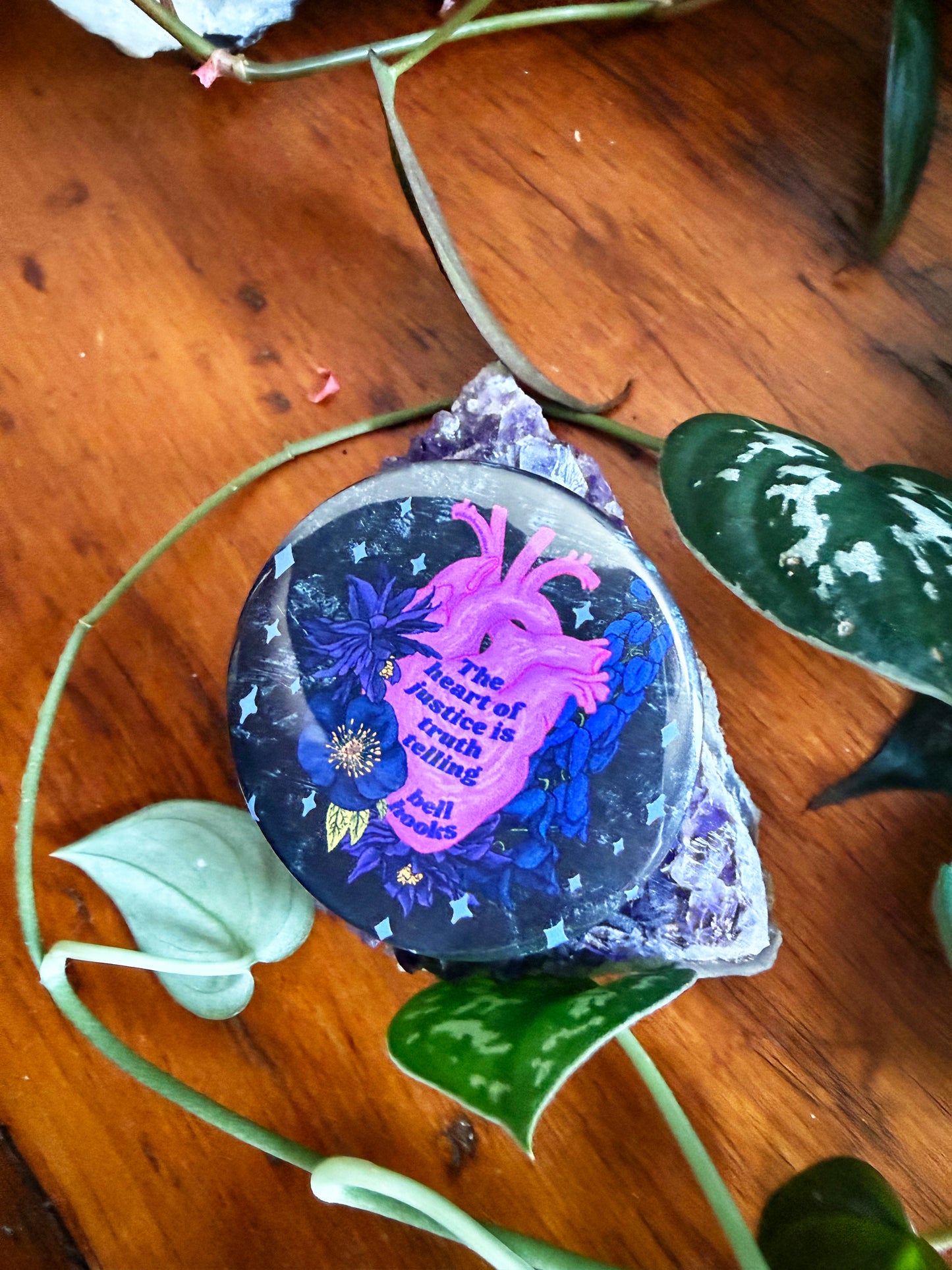 The Heart Of Justice Is Truth Telling, bell hooks: Feminist Pinback Button