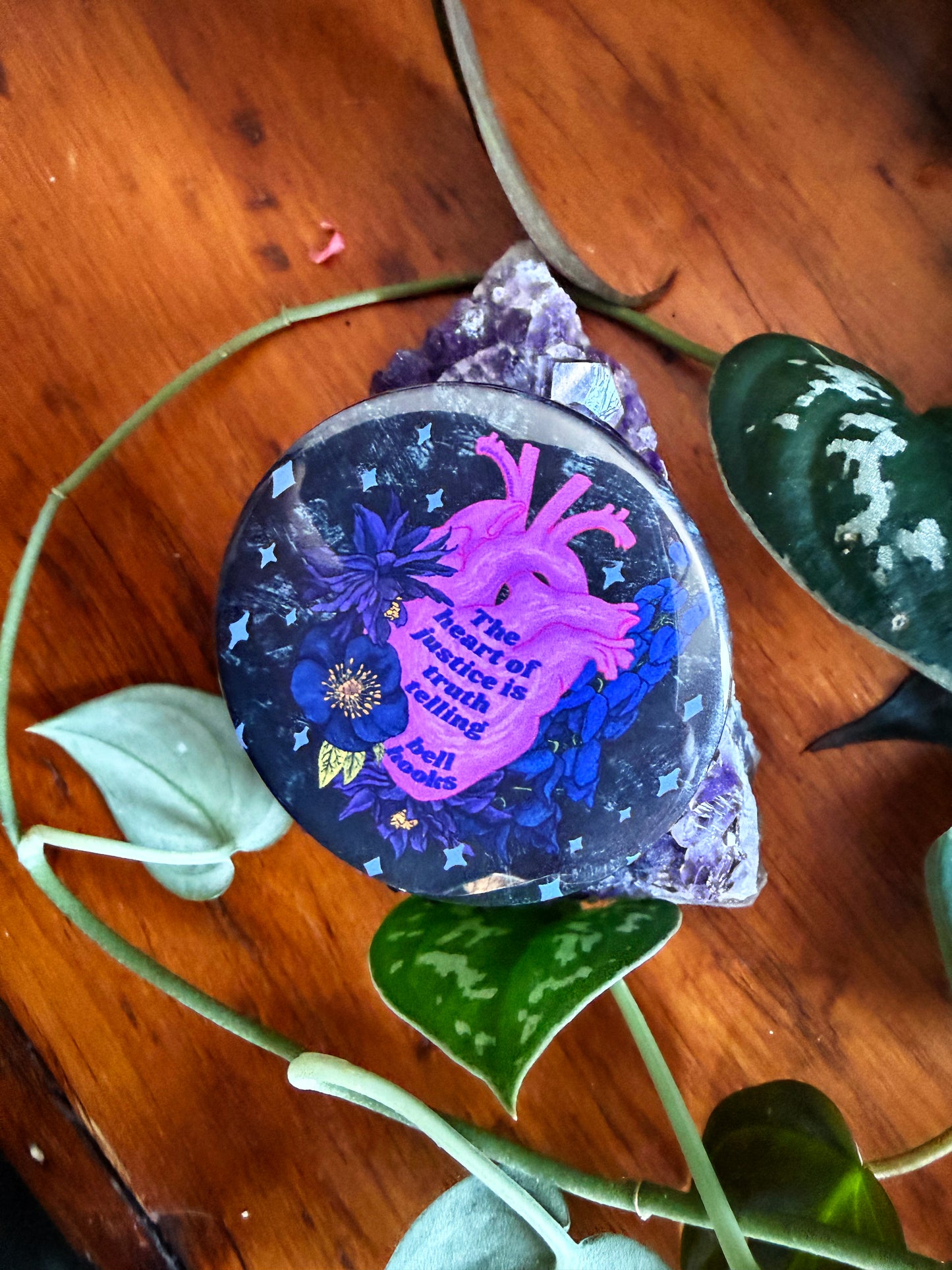 The Heart Of Justice Is Truth Telling, bell hooks: Feminist Pinback Button
