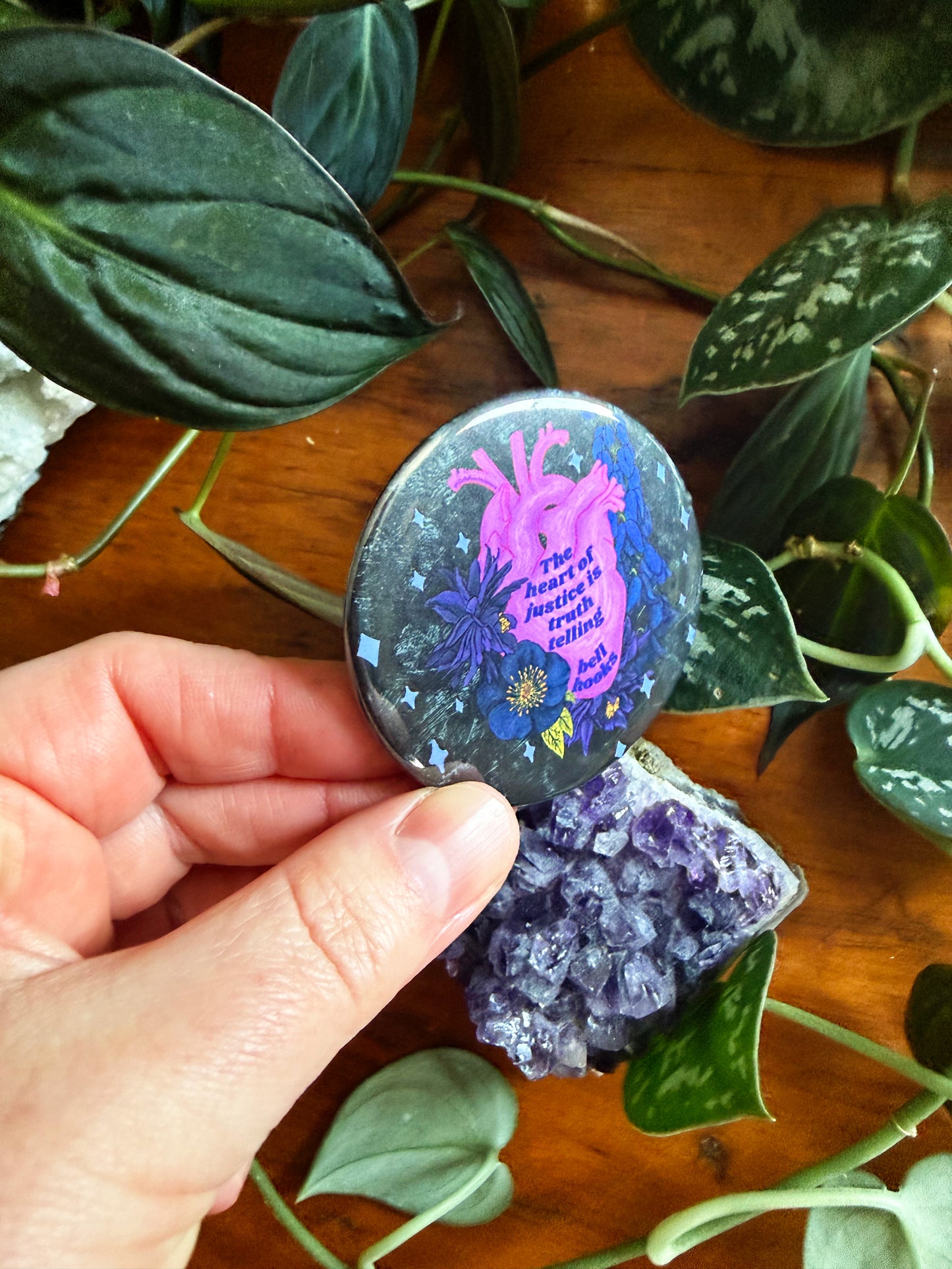 The Heart Of Justice Is Truth Telling, bell hooks: Feminist Pinback Button
