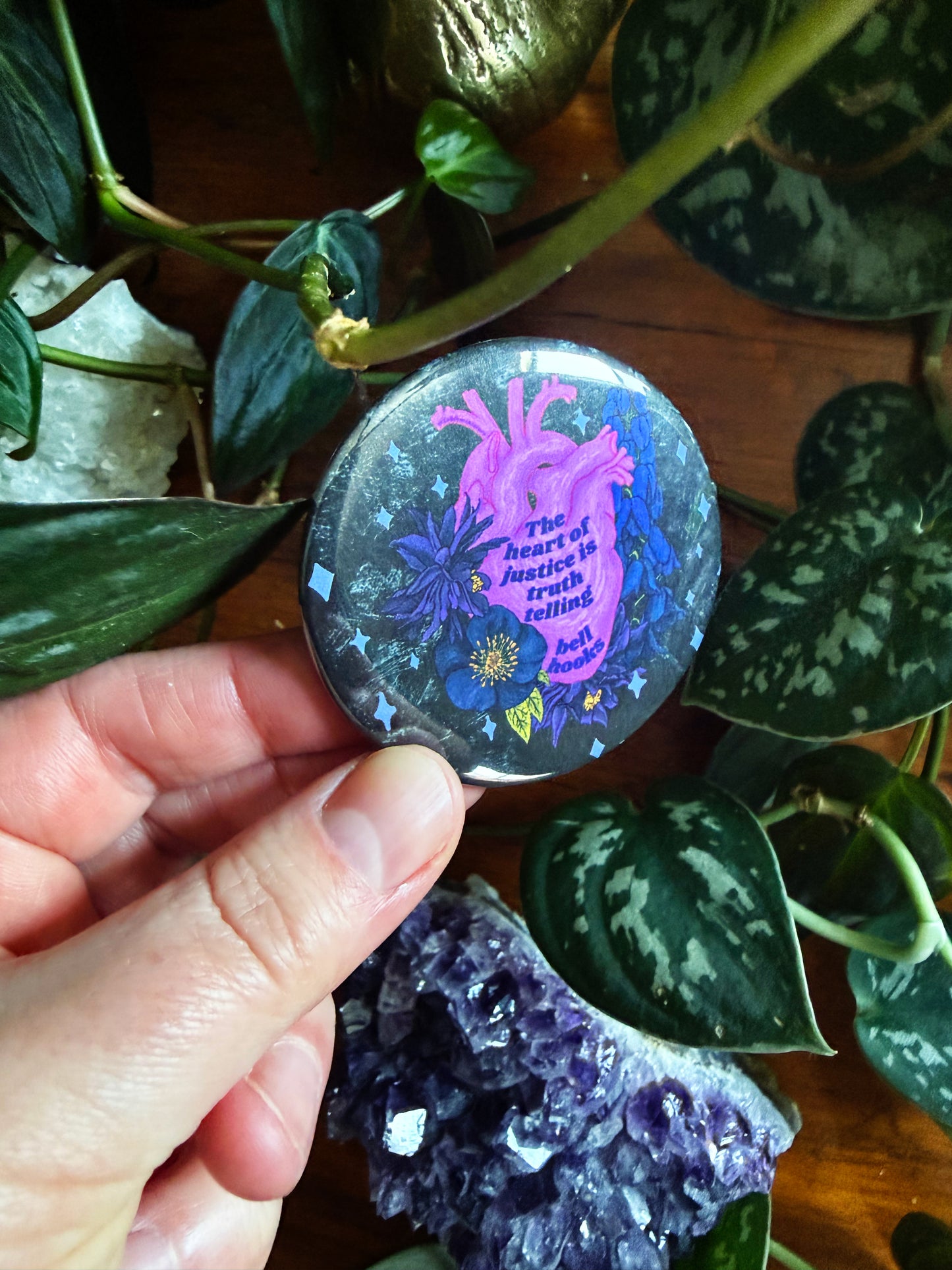 The Heart Of Justice Is Truth Telling, bell hooks: Feminist Pinback Button