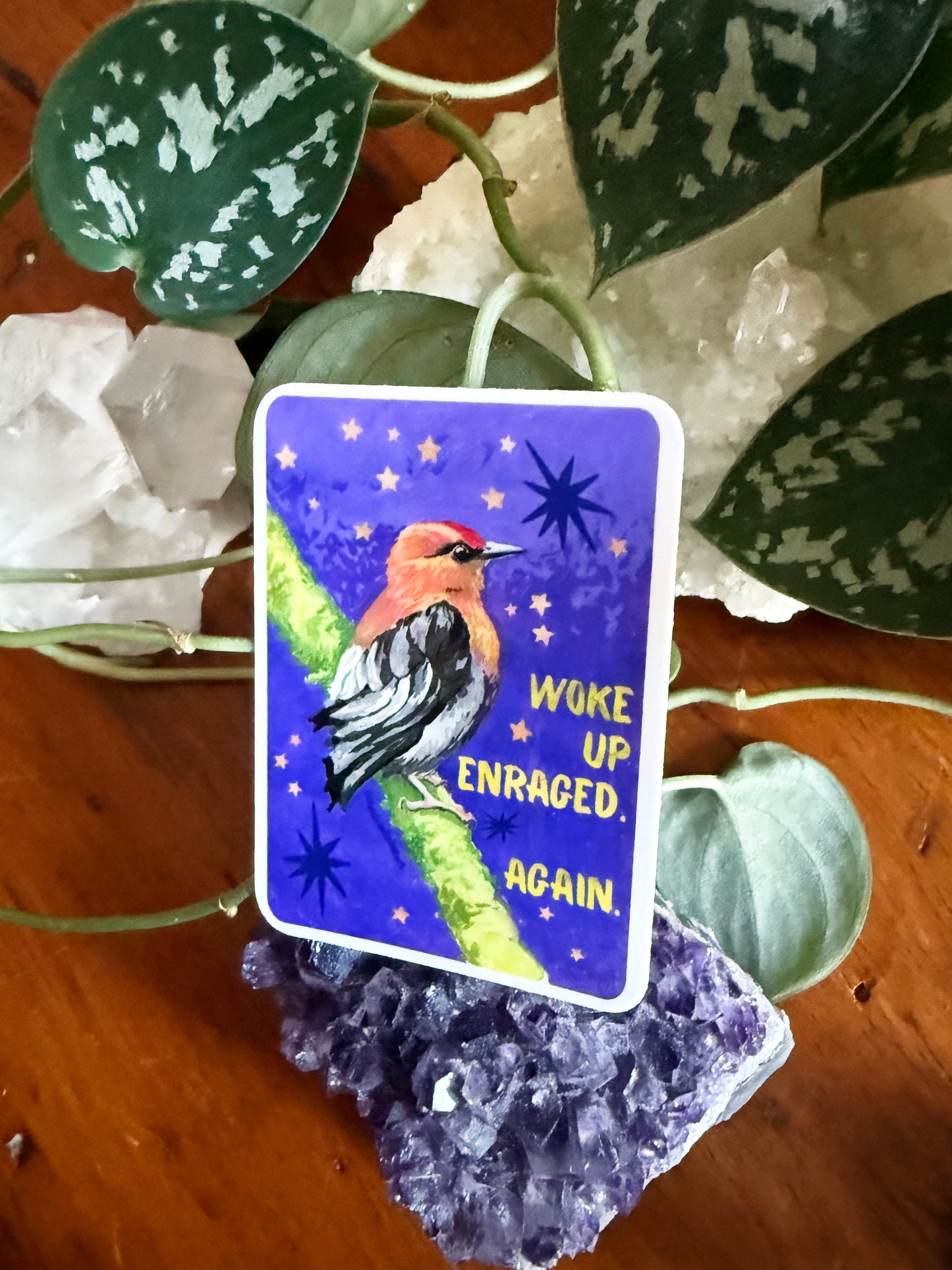 Woke up enraged again: feminist sticker
