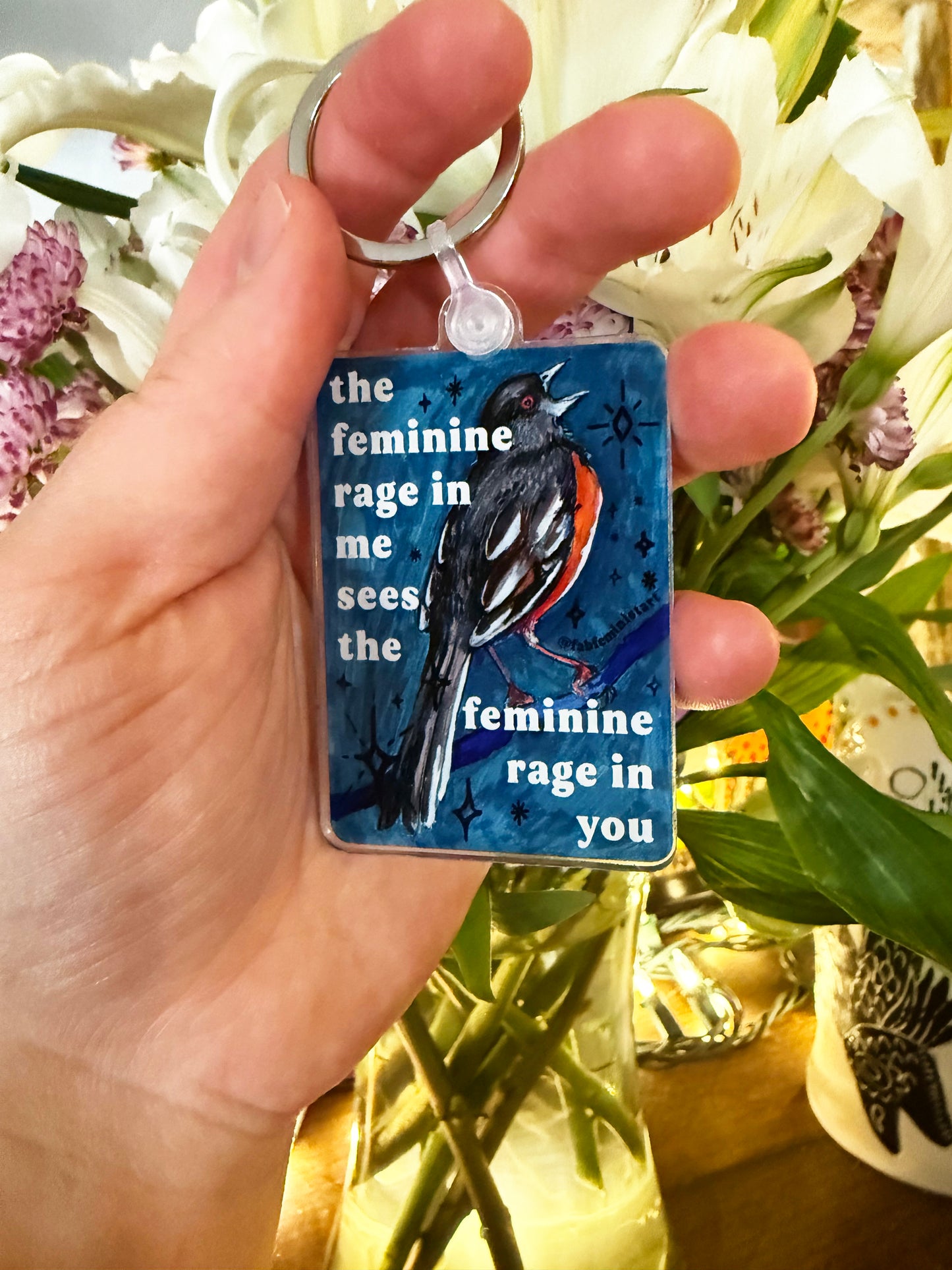 The feminine rage in me sees the feminine rage in you: Feminist Keychain