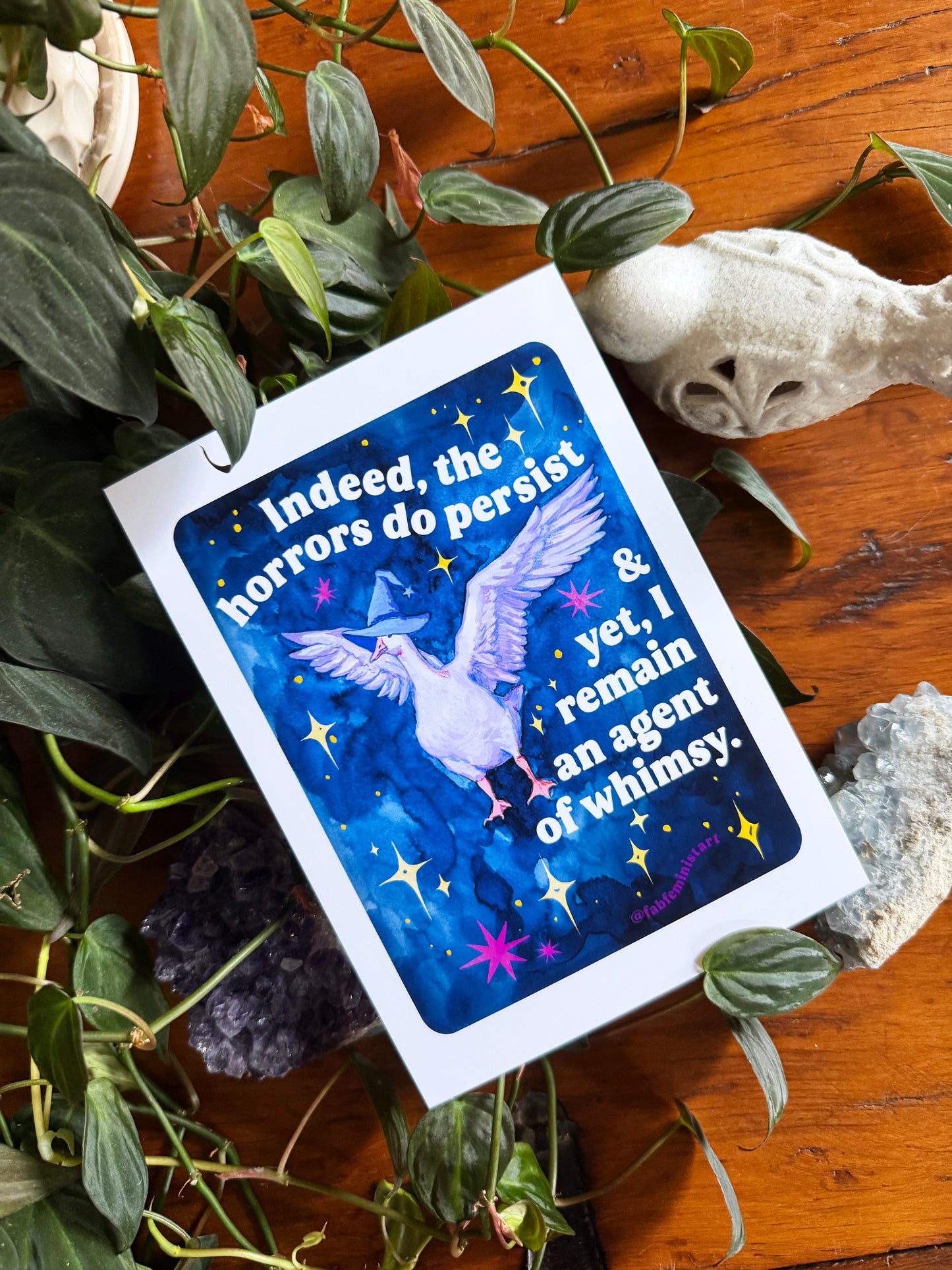 Indeed, the horrors do persist & yet, I remain an agent of whimsy: Feminist Art Print