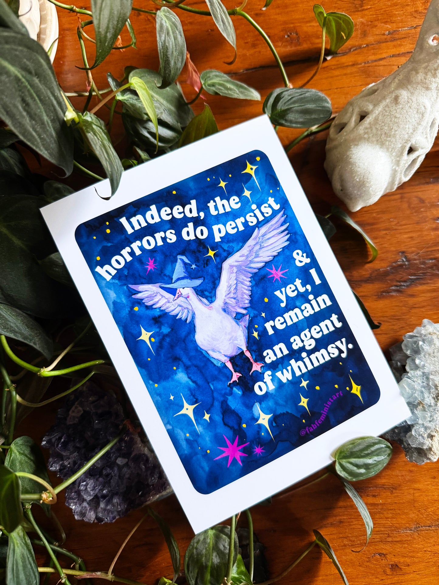 Indeed, the horrors do persist & yet, I remain an agent of whimsy: Feminist Art Print