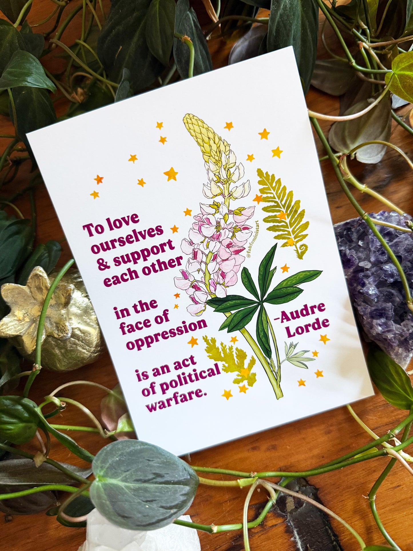 To love ourselves and support each other in the face of oppression is an act of political warfare, Audre Lorde: feminist art print