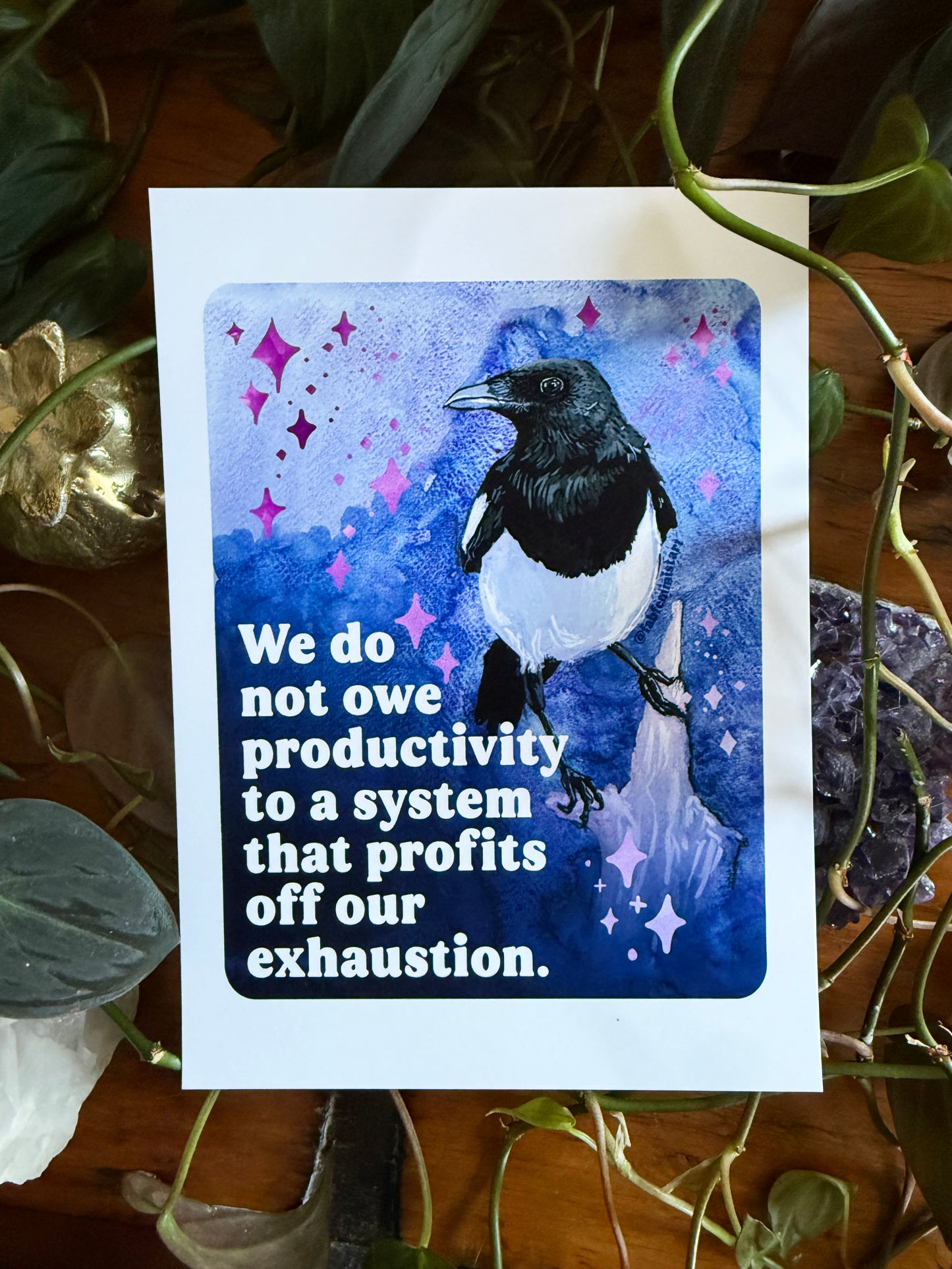 We do not owe productivity to a system that profits off our exhaustion: feminist art print