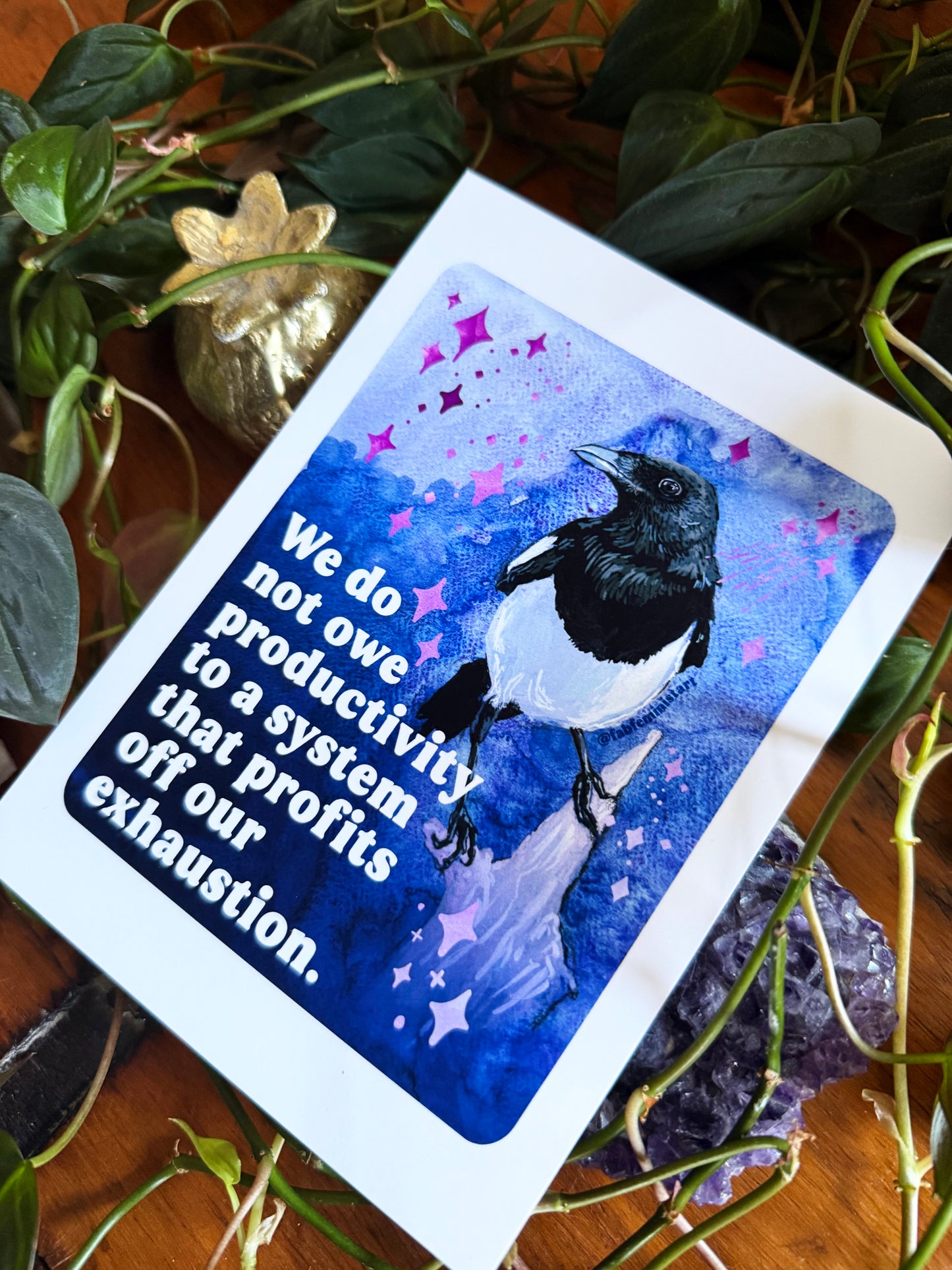 We do not owe productivity to a system that profits off our exhaustion: feminist art print
