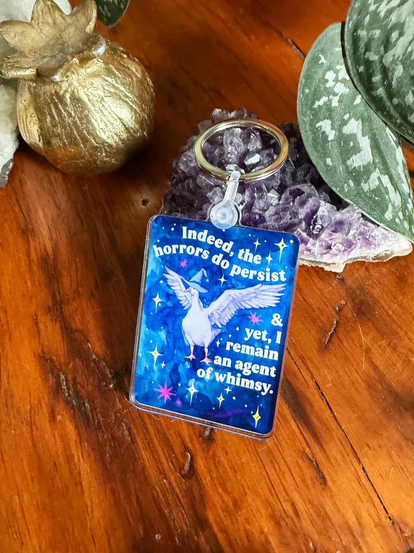 Indeed, the horrors do persist & yet, I remain an agent of whimsy: feminist keychain