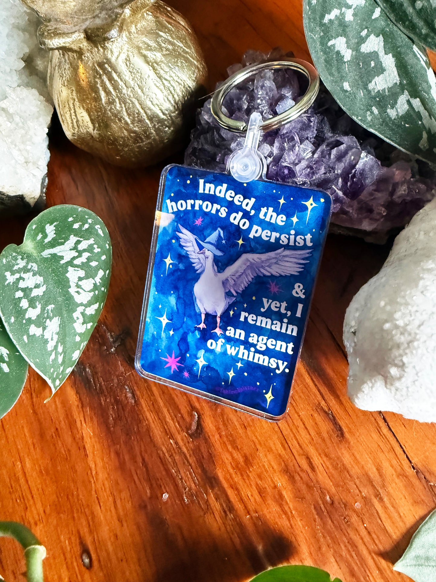 Indeed, the horrors do persist & yet, I remain an agent of whimsy: feminist keychain