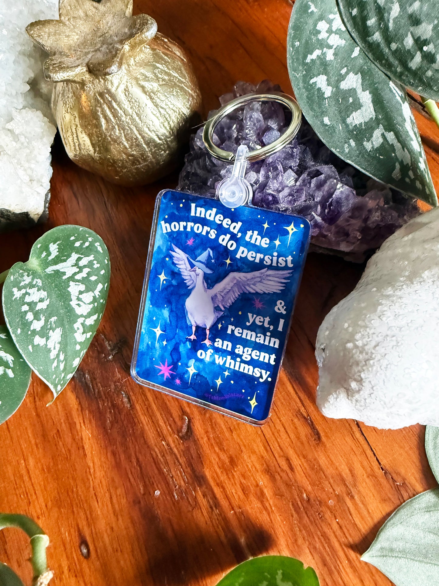 Indeed, the horrors do persist & yet, I remain an agent of whimsy: feminist keychain