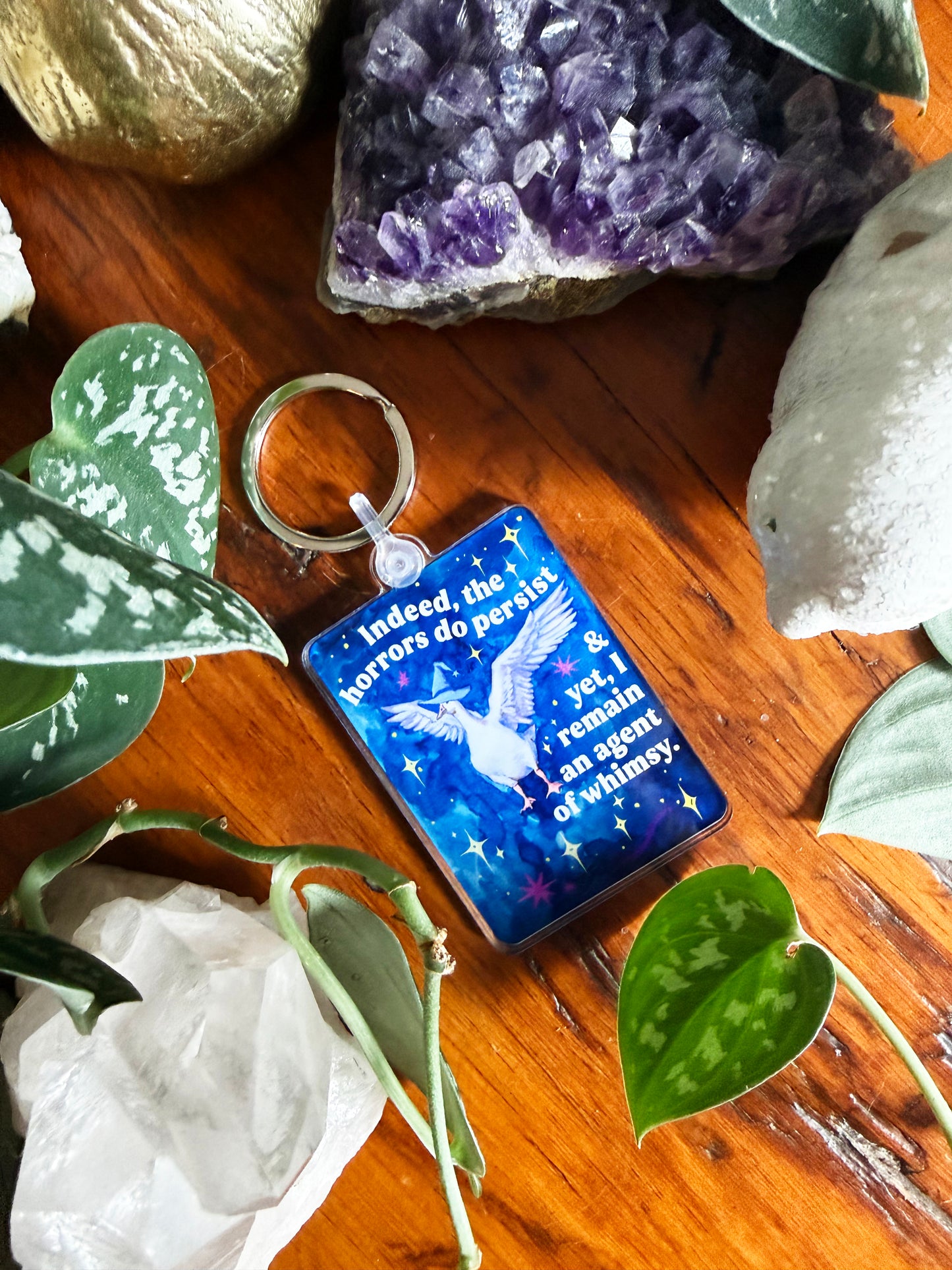Indeed, the horrors do persist & yet, I remain an agent of whimsy: feminist keychain