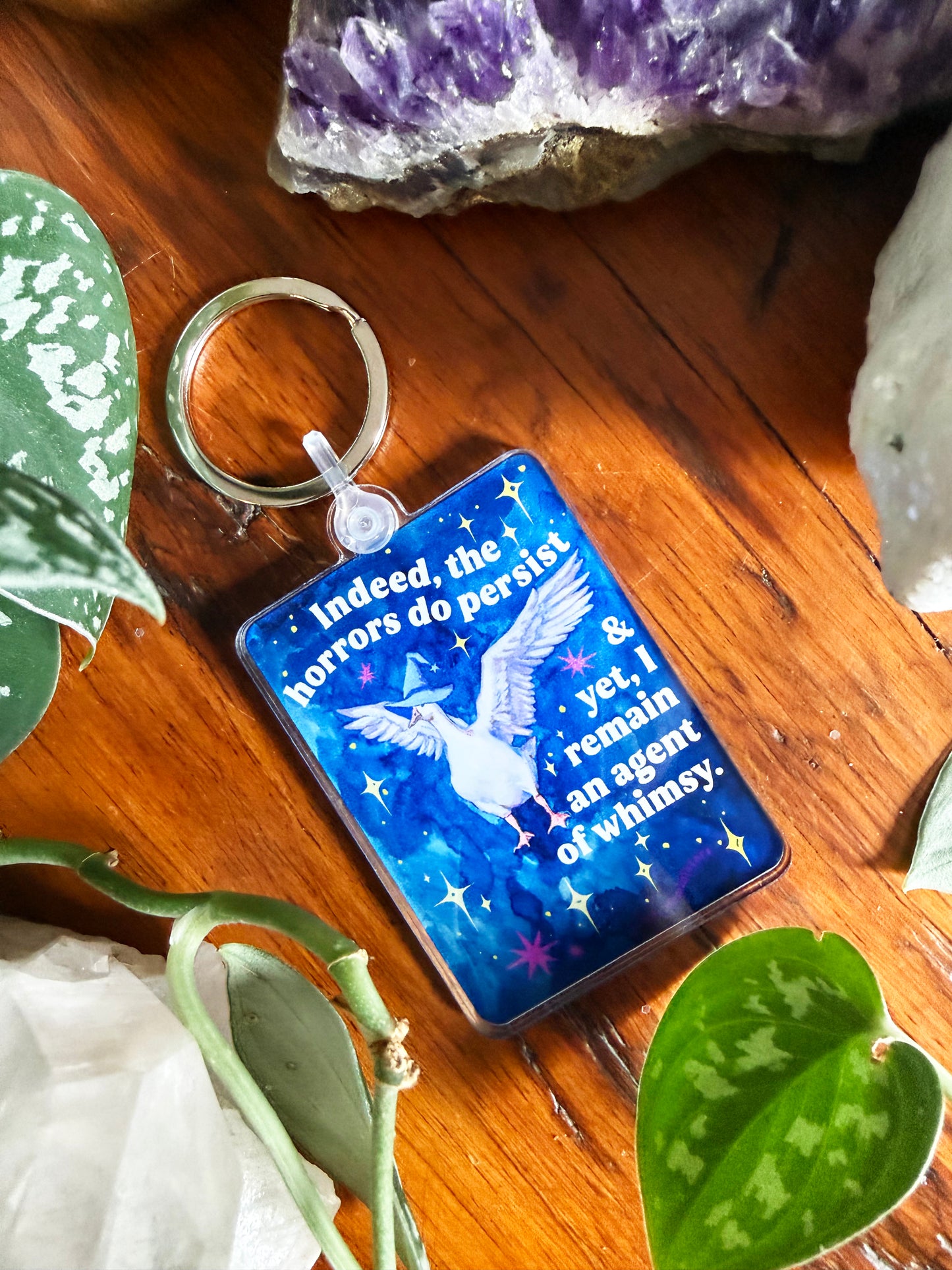 Indeed, the horrors do persist & yet, I remain an agent of whimsy: feminist keychain