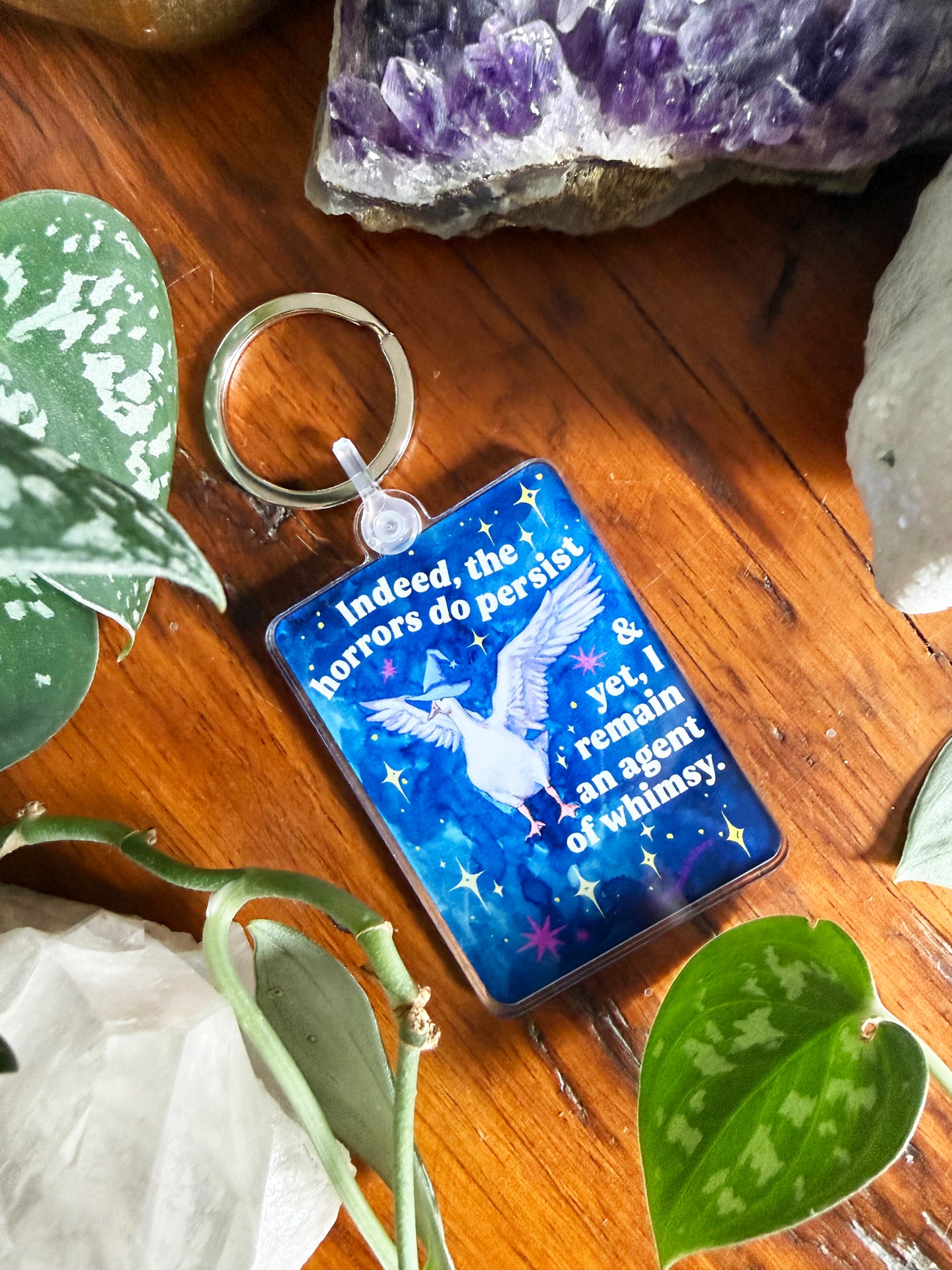 Indeed, the horrors do persist & yet, I remain an agent of whimsy: feminist keychain