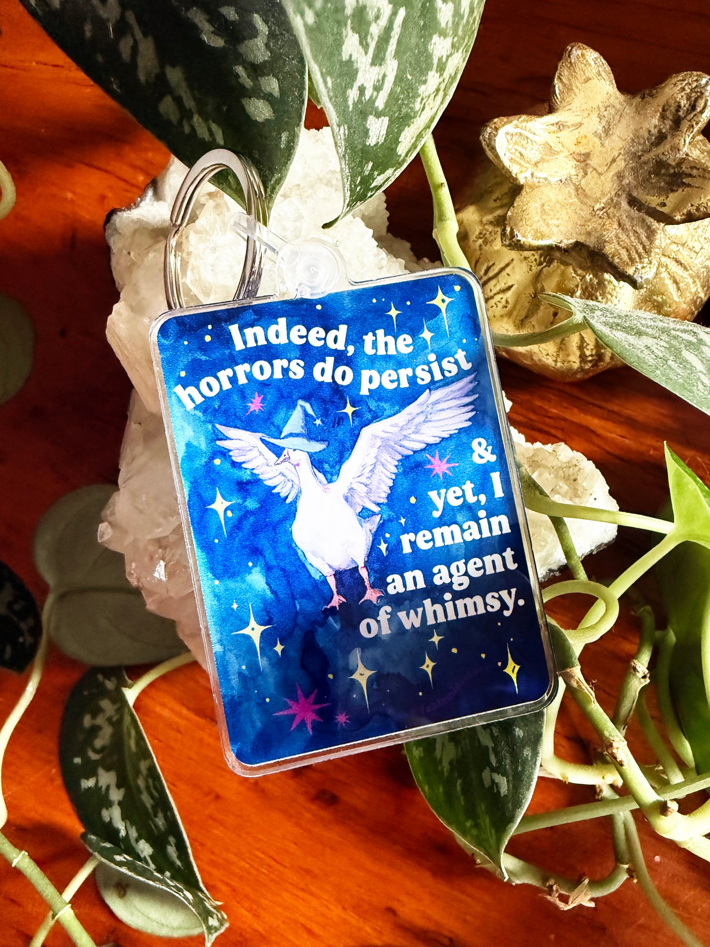 Indeed, the horrors do persist & yet, I remain an agent of whimsy: feminist keychain