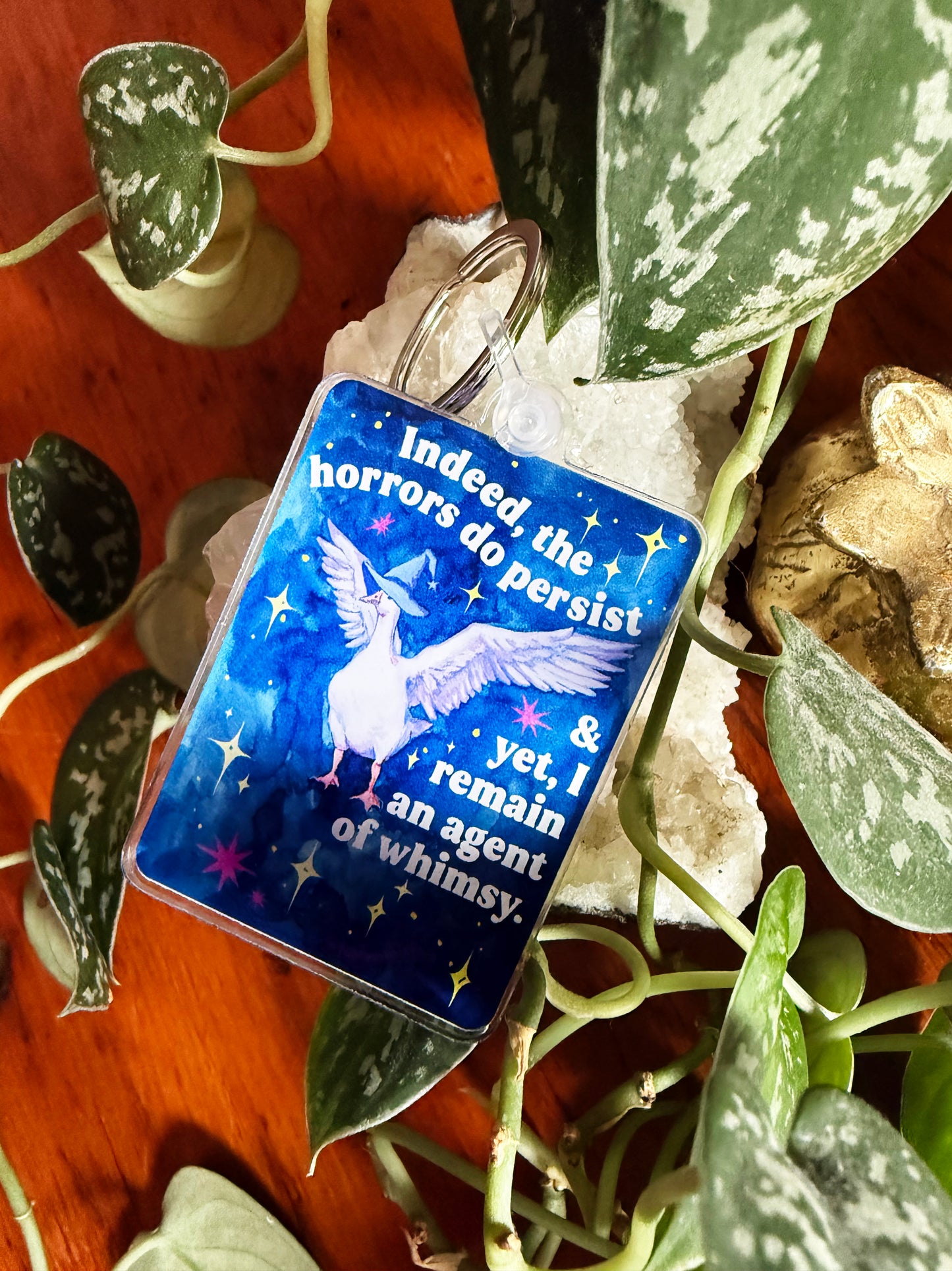 Indeed, the horrors do persist & yet, I remain an agent of whimsy: feminist keychain
