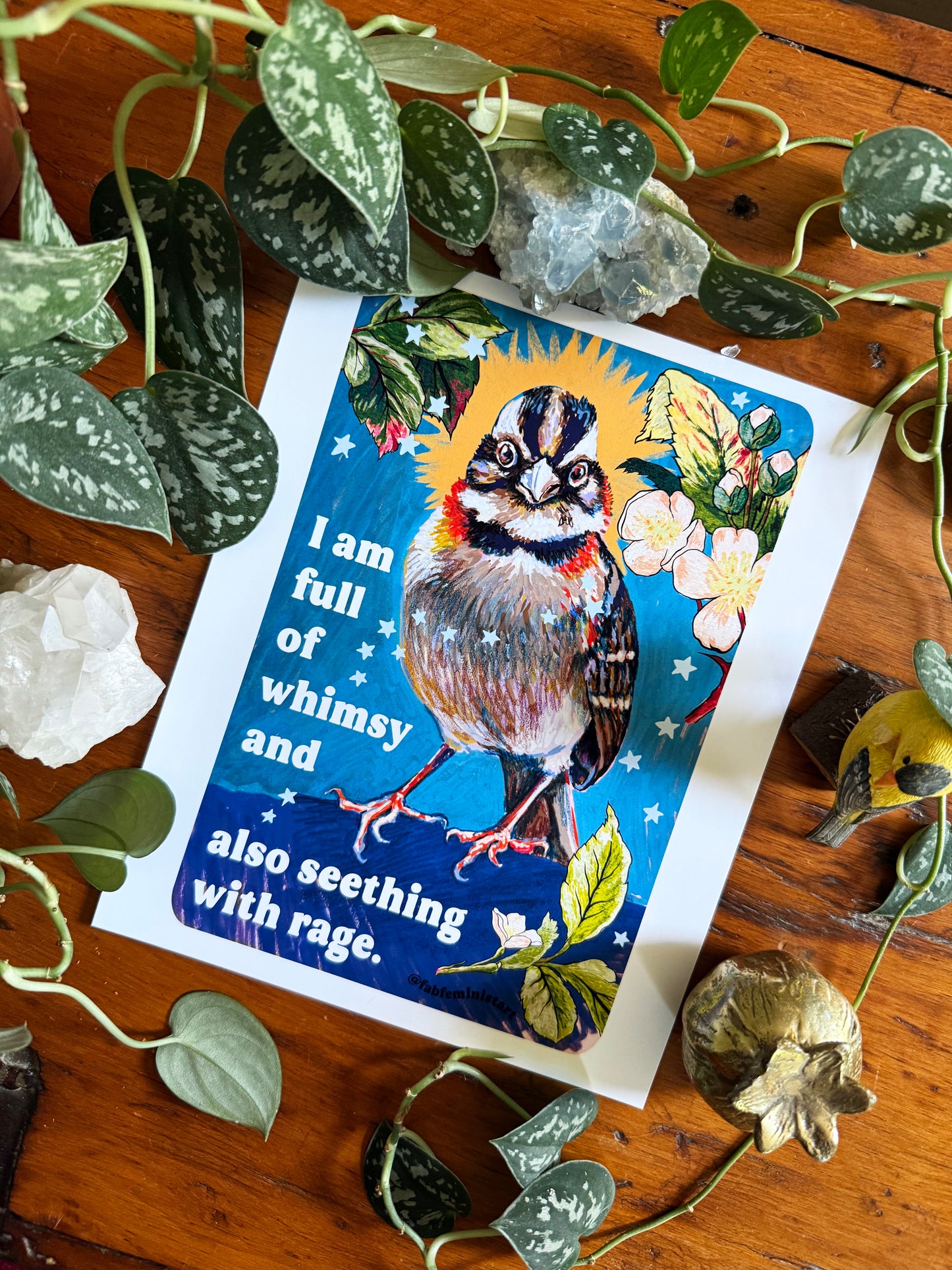 I am full of whimsy and also seething with rage: feminist art print