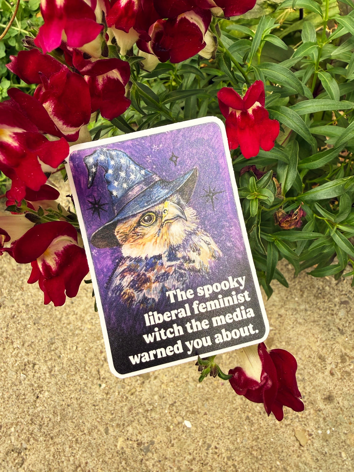 The spooky liberal feminist witch the media warned you about: feminist sticker