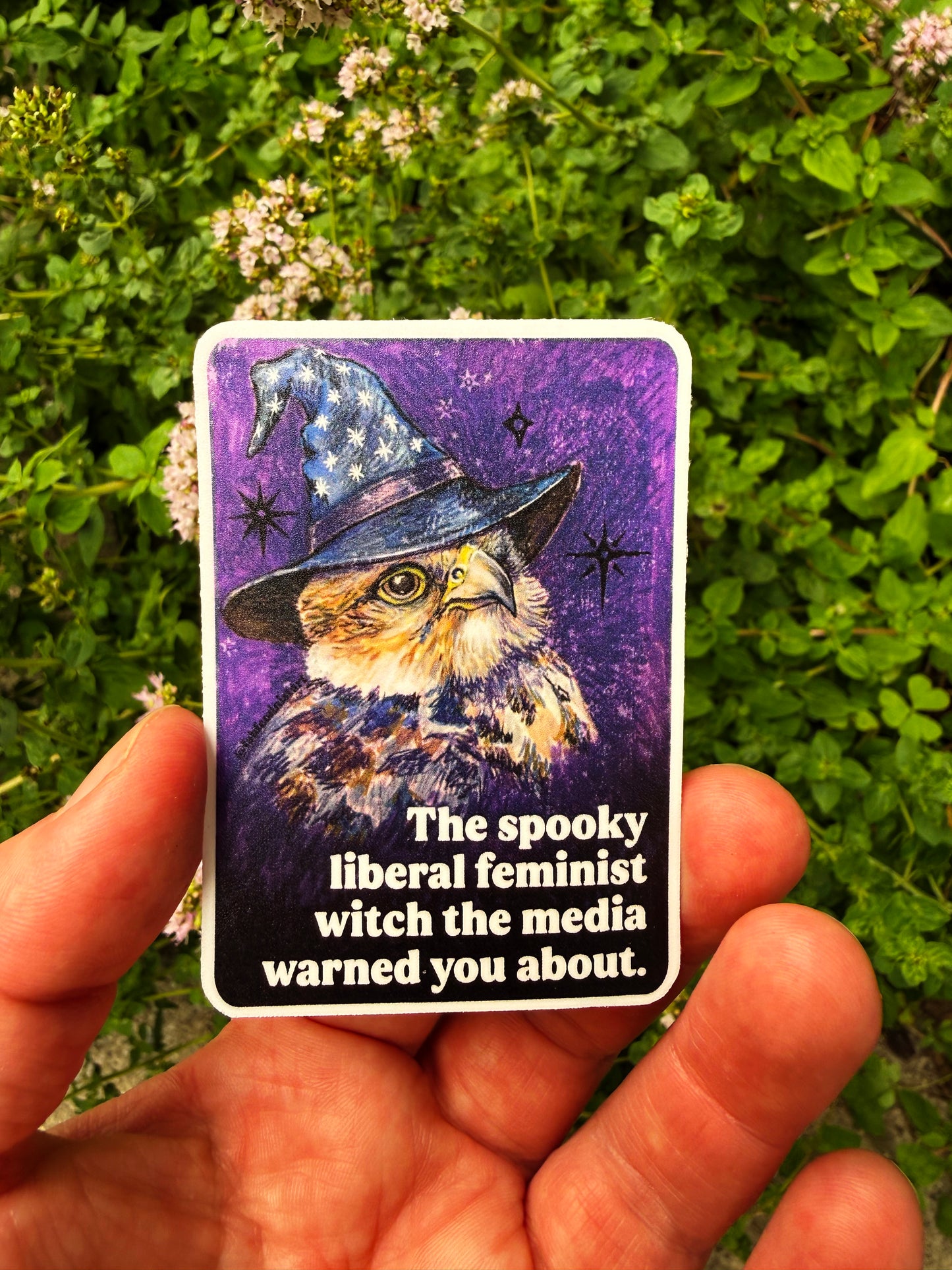 The spooky liberal feminist witch the media warned you about: feminist sticker