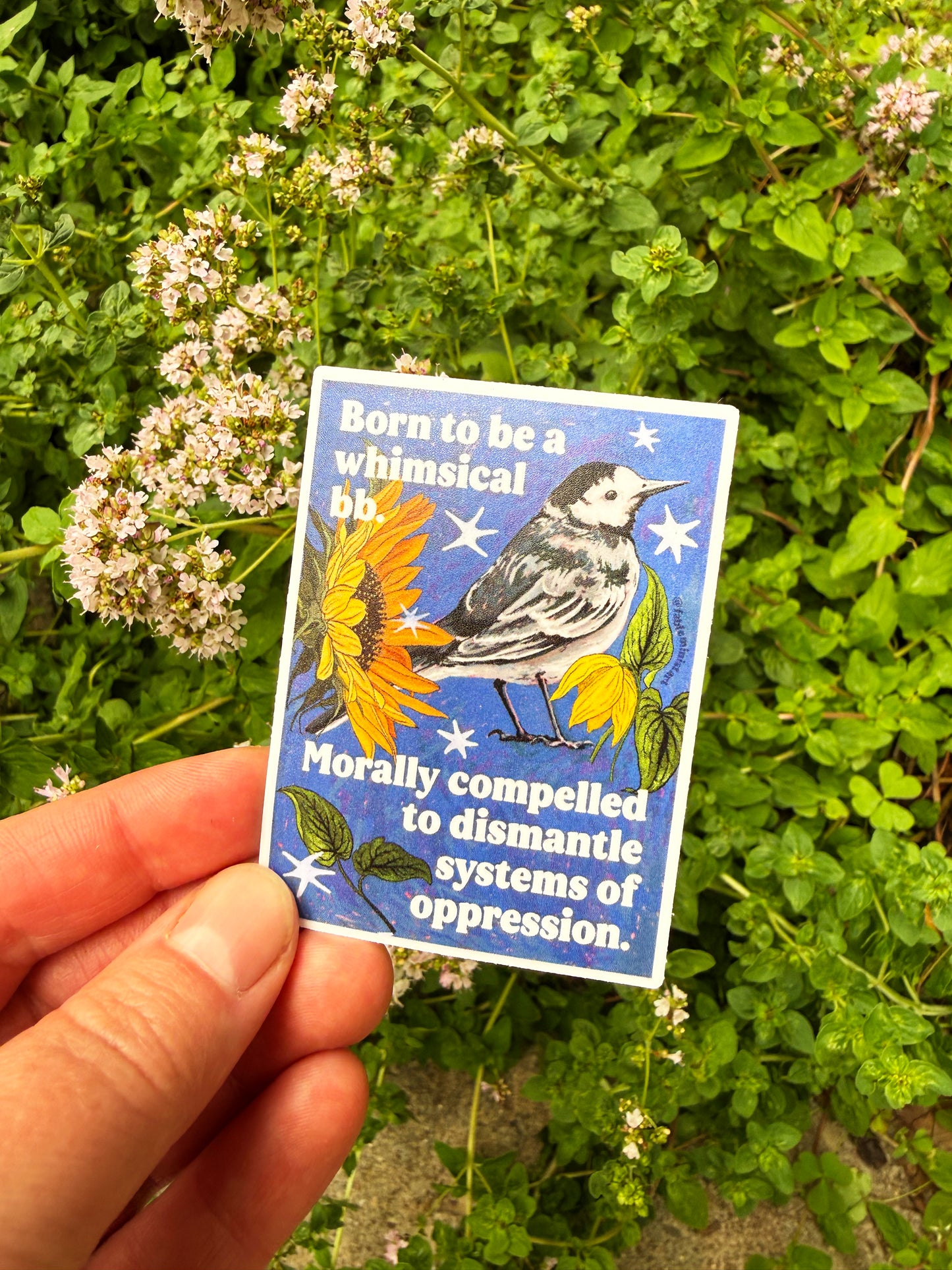 Born to be a whimsical bb. Morally compelled to dismantle systems of oppression: feminist sticker