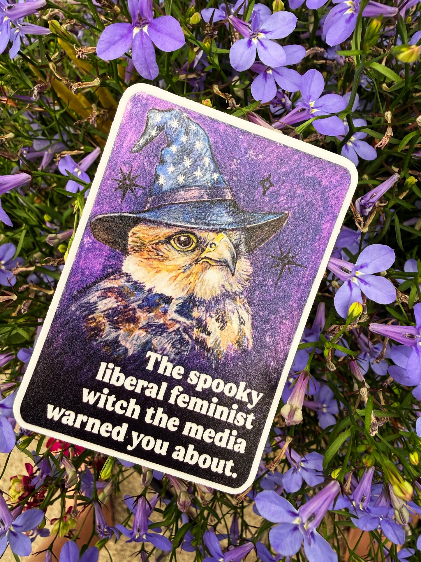 The spooky liberal feminist witch the media warned you about: feminist sticker