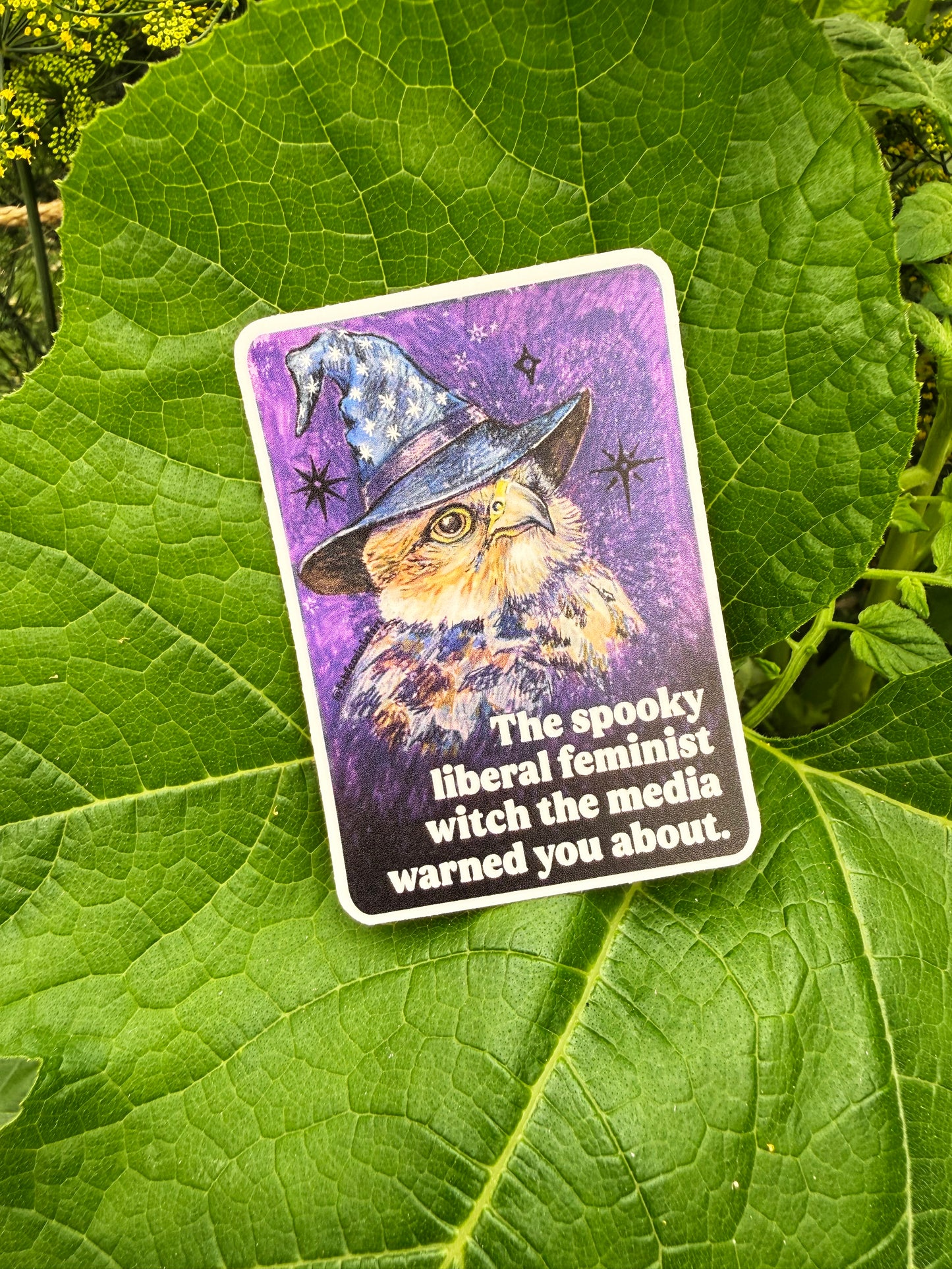 The spooky liberal feminist witch the media warned you about: feminist sticker