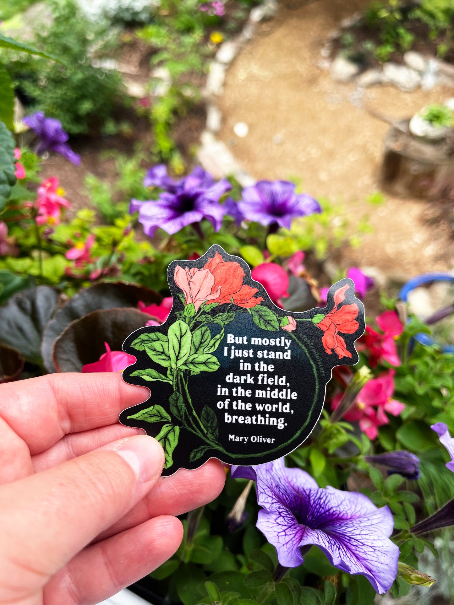 But mostly I just stand in the dark field, in the middle of the world, breathing, Mary Oliver: Feminist Sticker