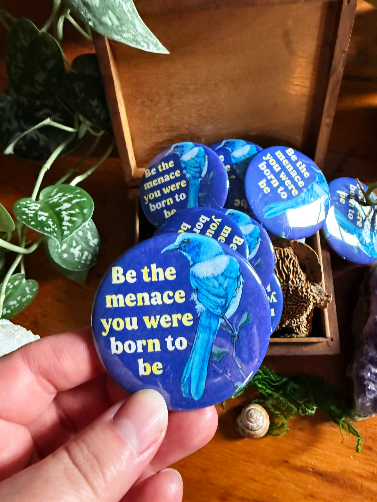 be the menace you were born to be: Feminist Pinback Button