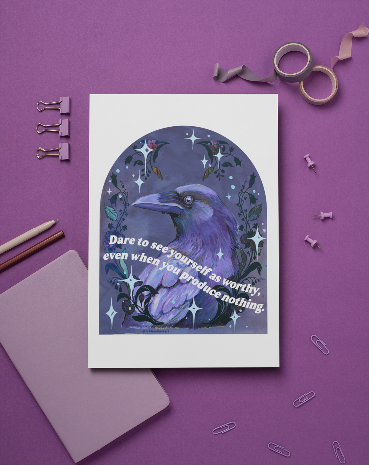 Dare to see yourself as worthy: feminist art print