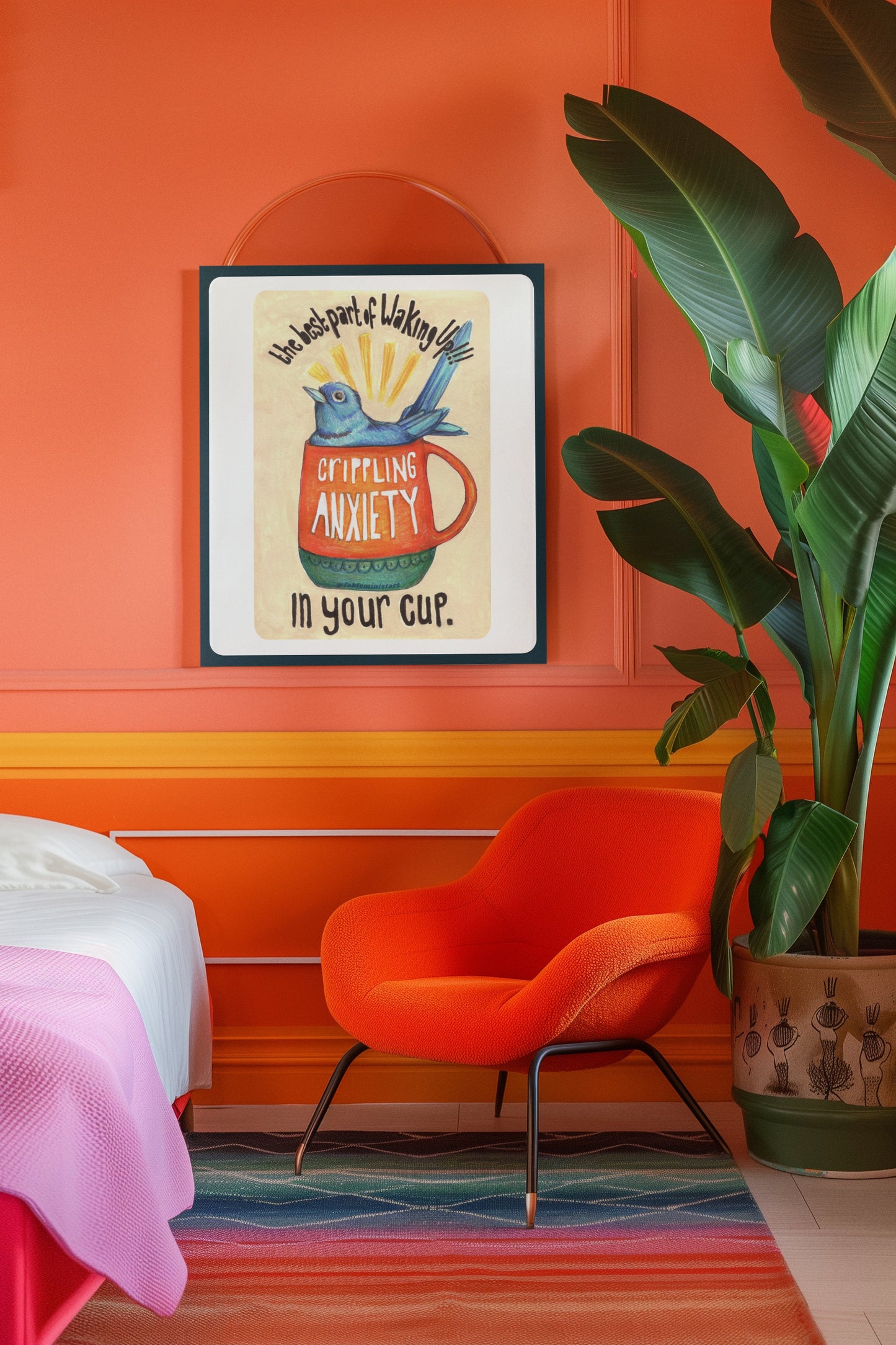 The best part of waking up crippling anxiety in your cup: mental health art print