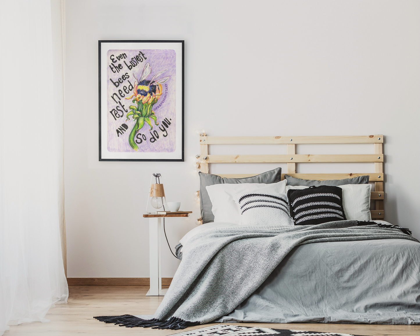 Even the busiest bees need to rest and so do you: Mental Health Art Print