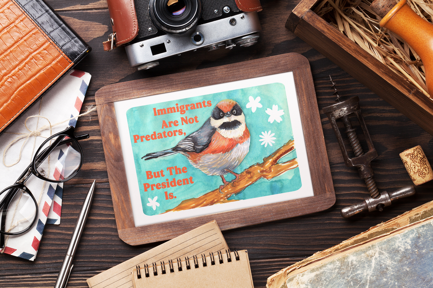 Immigrants are not predators, but the president is: Feminist Art Print