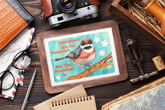 Immigrants are not predators, but the president is: Feminist Art Print