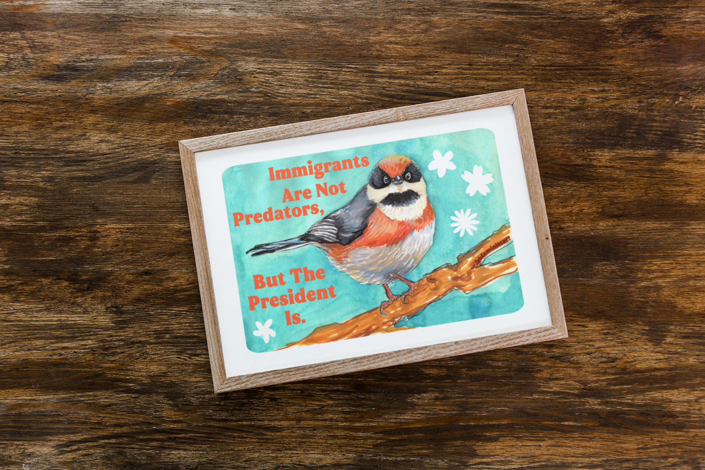 Immigrants are not predators, but the president is: Feminist Art Print