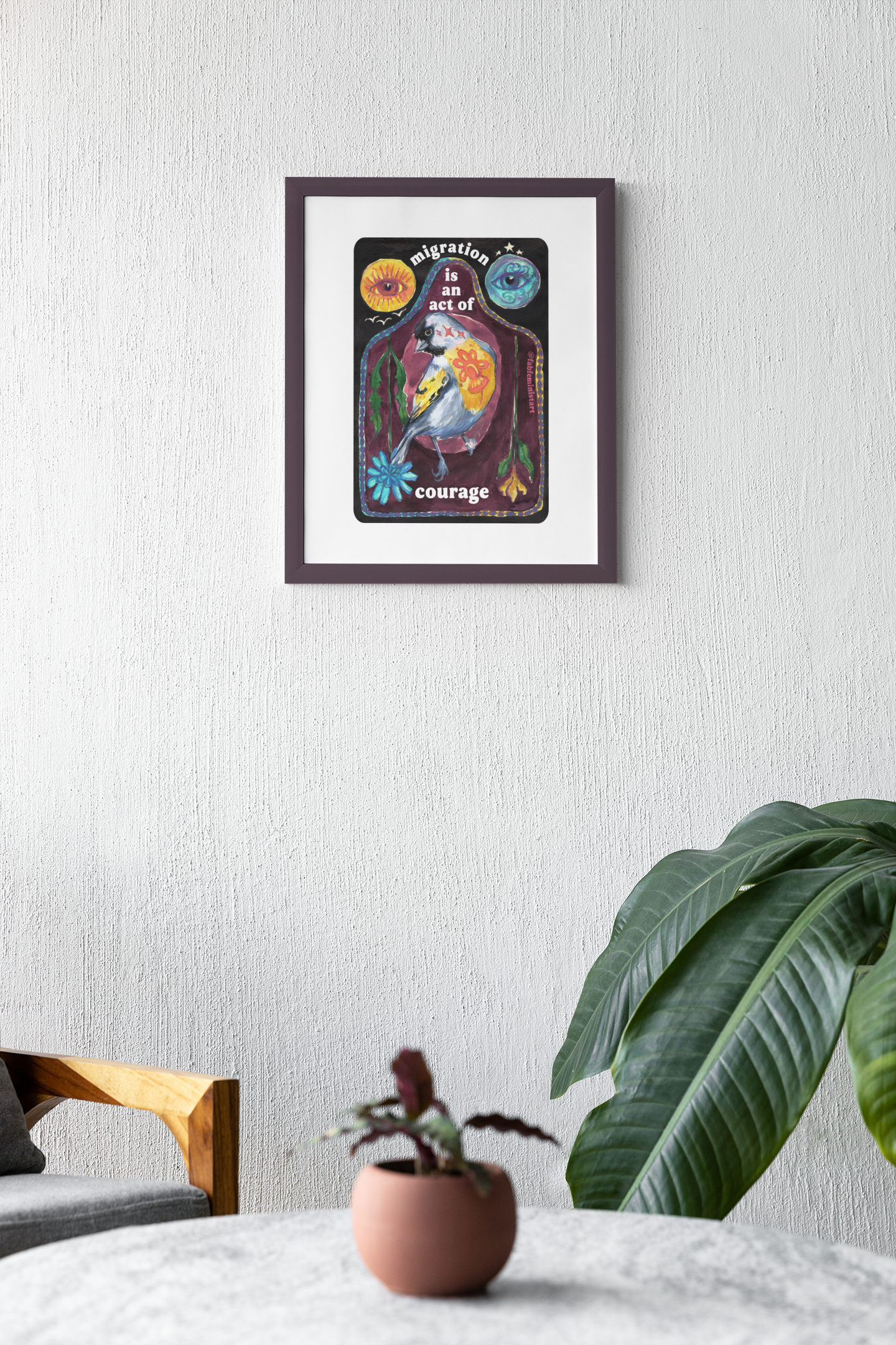 Migration is an act of courage: Feminist Art Print