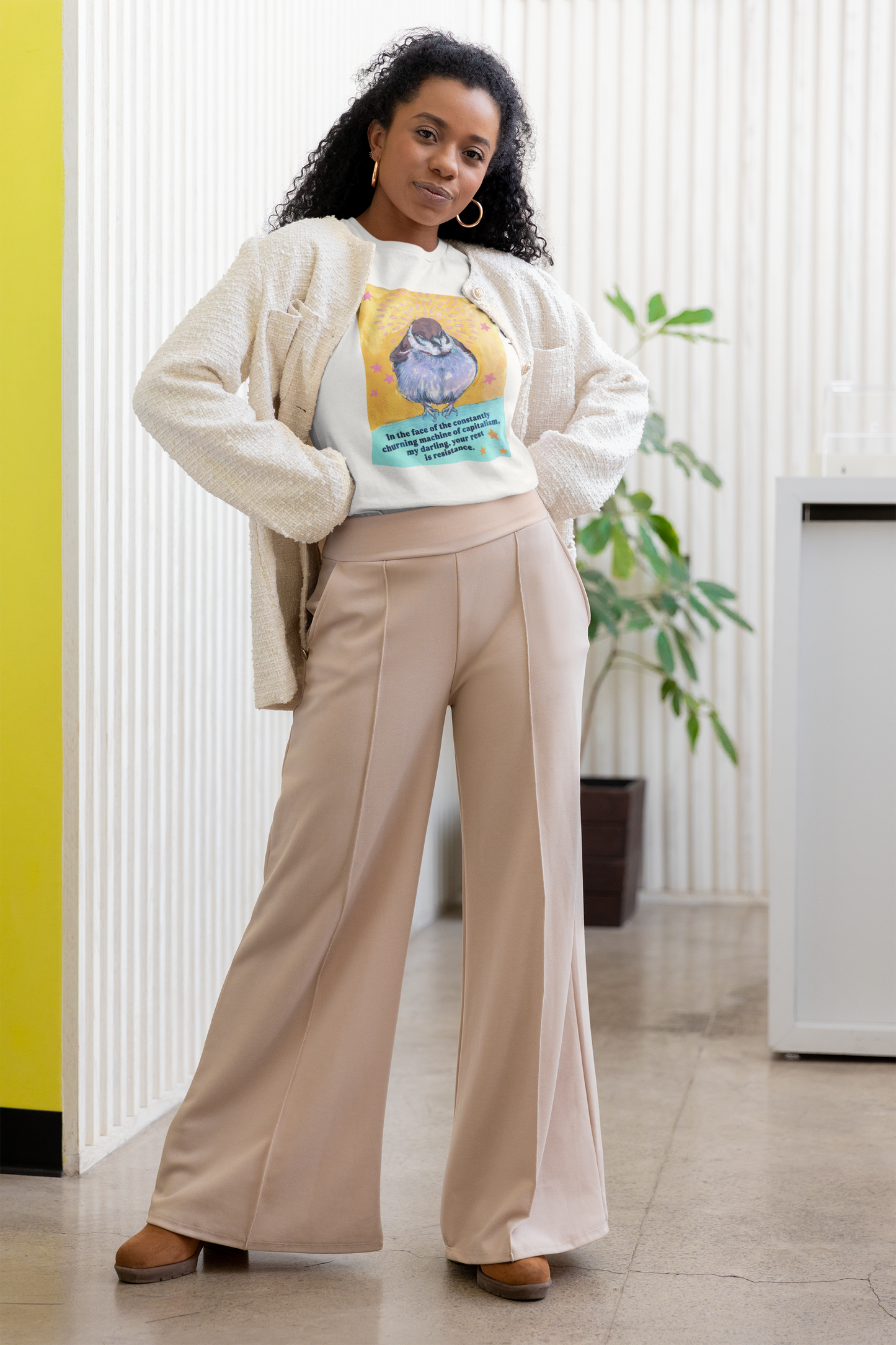 In the face of the constantly churning machine of capitalism, my darling, your rest is resistance: feminist shirt