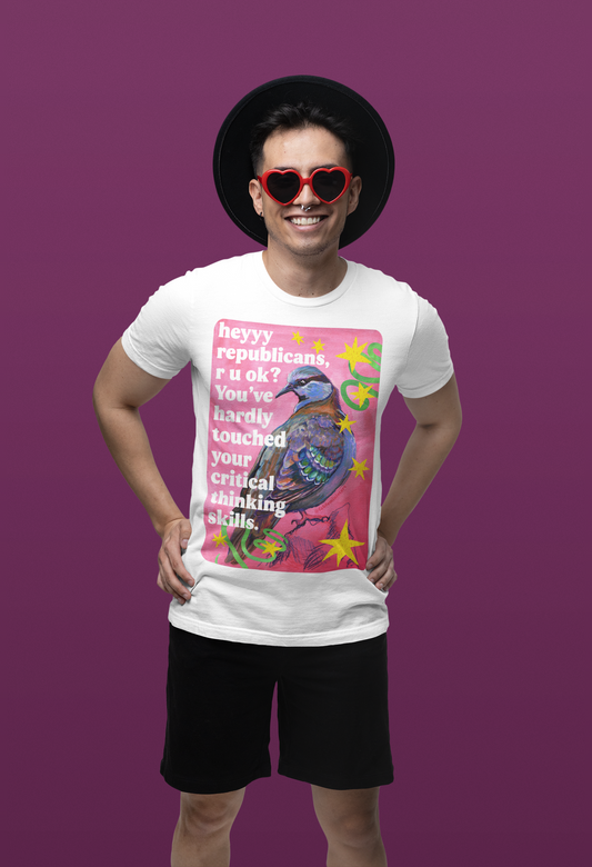 heyyy republicans, r u ok? You've hardly touched your critical thinking skills: feminist shirt