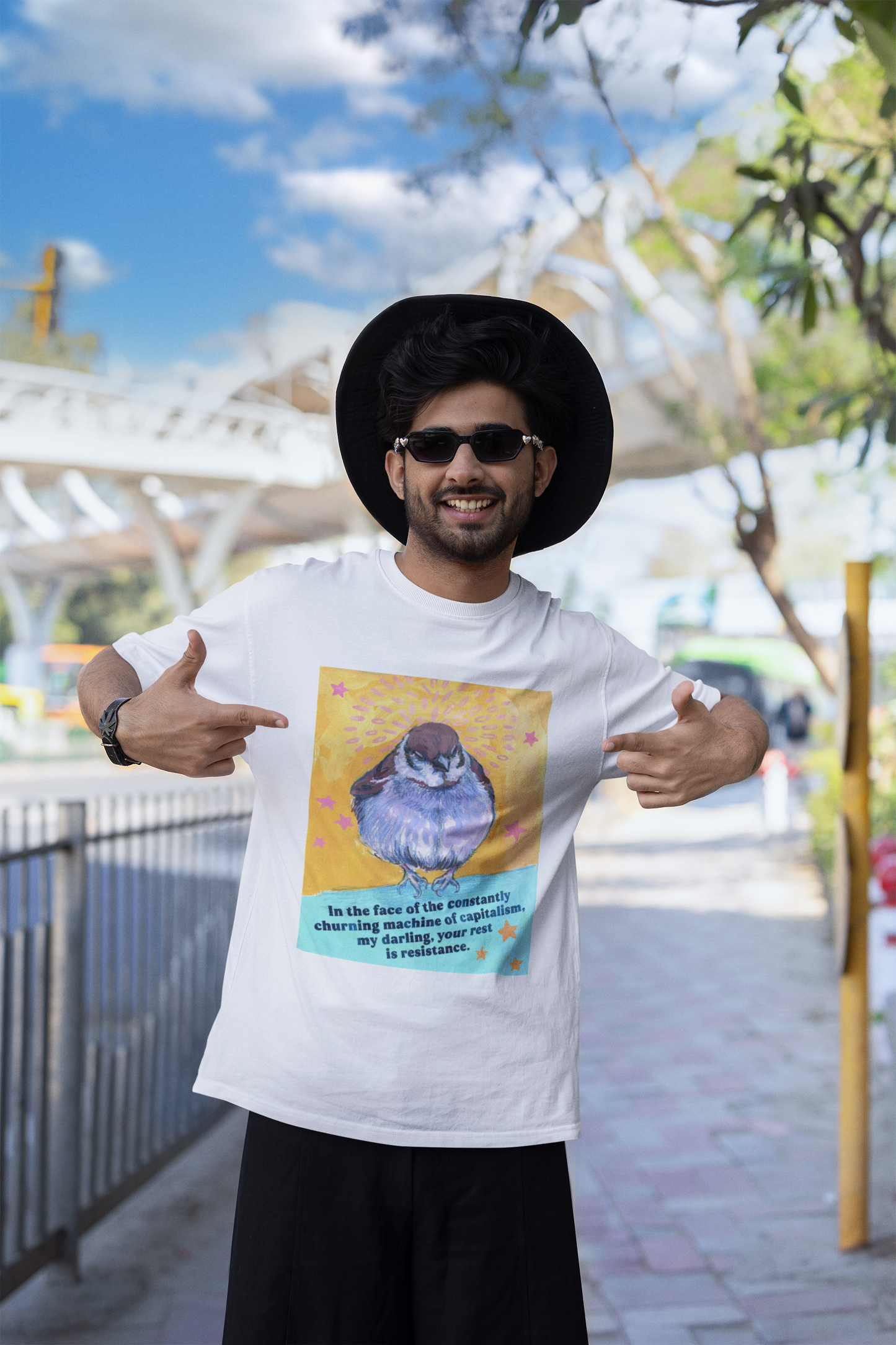 In the face of the constantly churning machine of capitalism, my darling, your rest is resistance: feminist shirt
