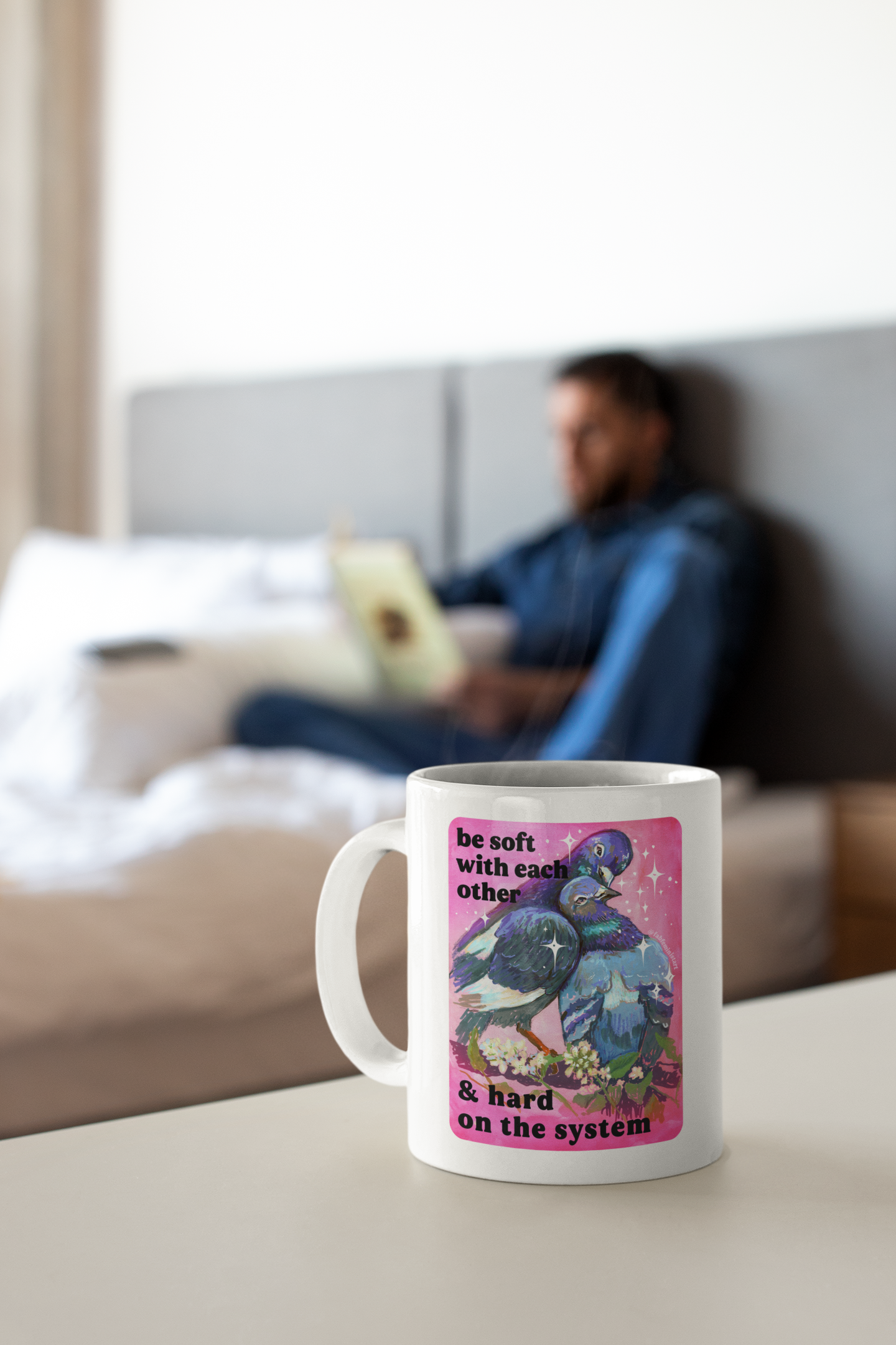 be soft with each other & hard on the system: feminist mug