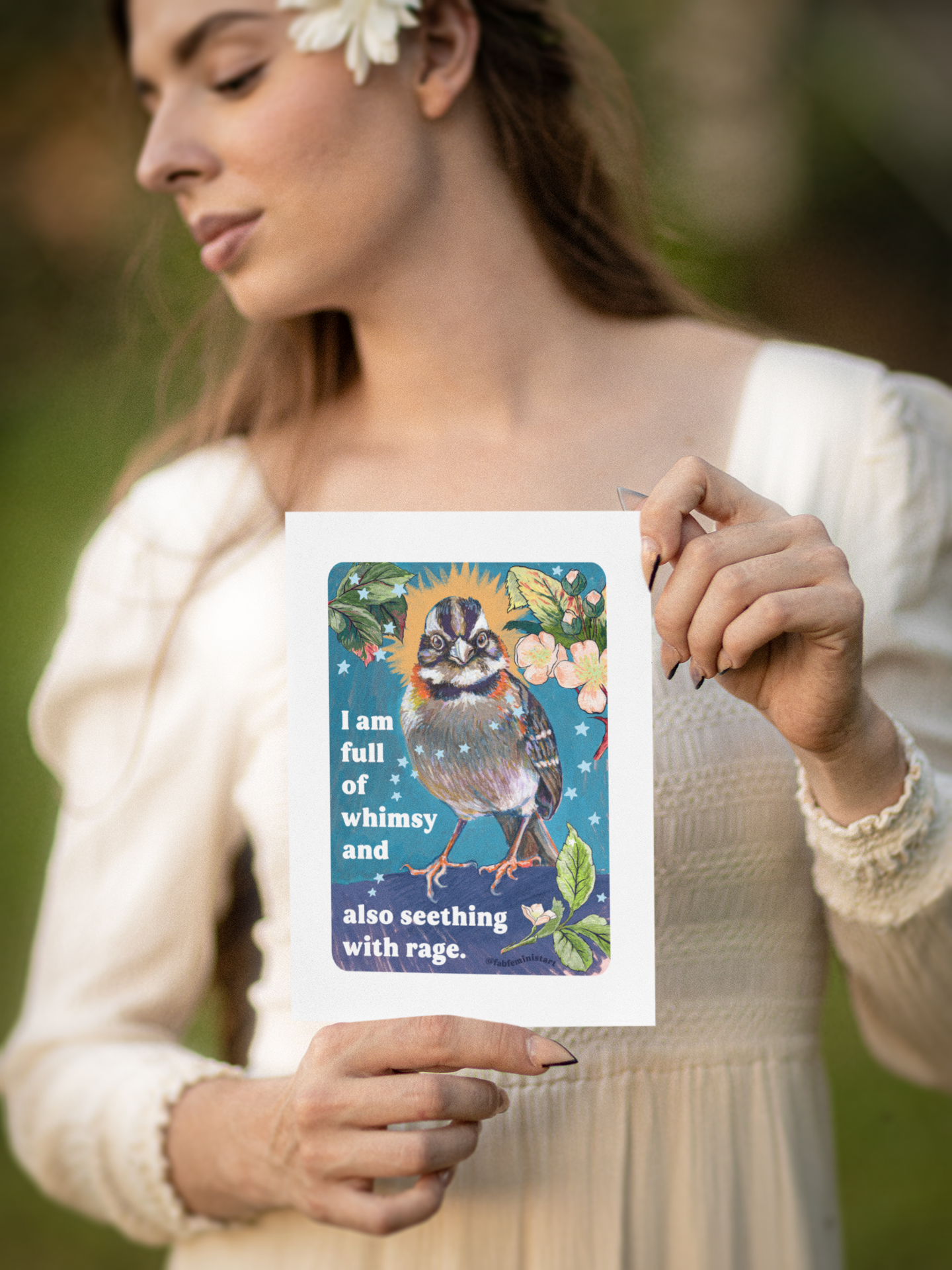 I am full of whimsy and also seething with rage: feminist art print