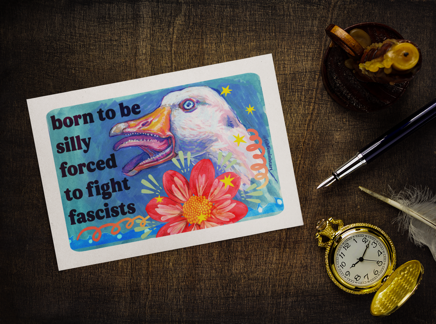 Born to Be Silly Forced to Fight Fascists : Feminist Art Print