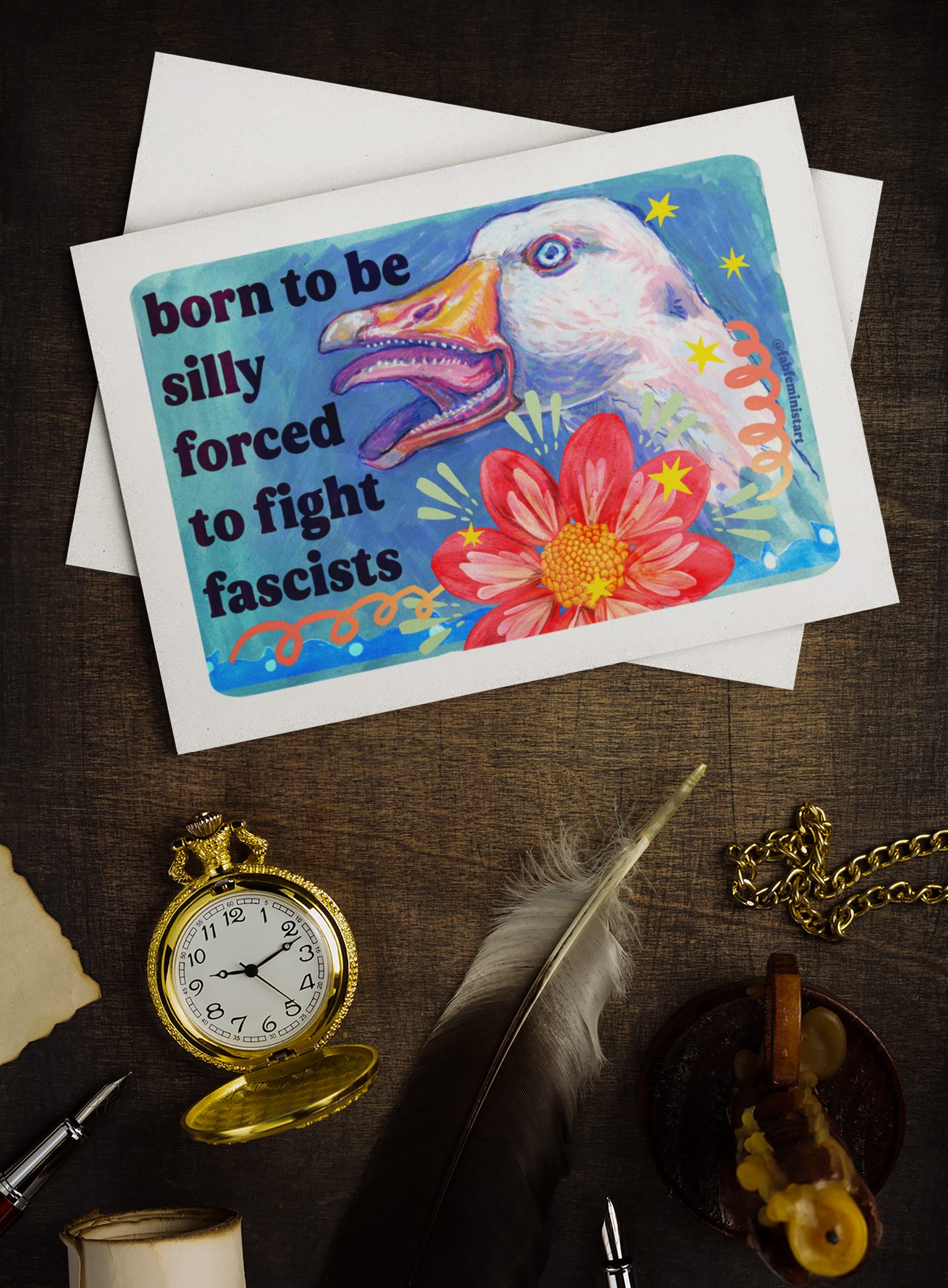 Born to Be Silly Forced to Fight Fascists : Feminist Art Print
