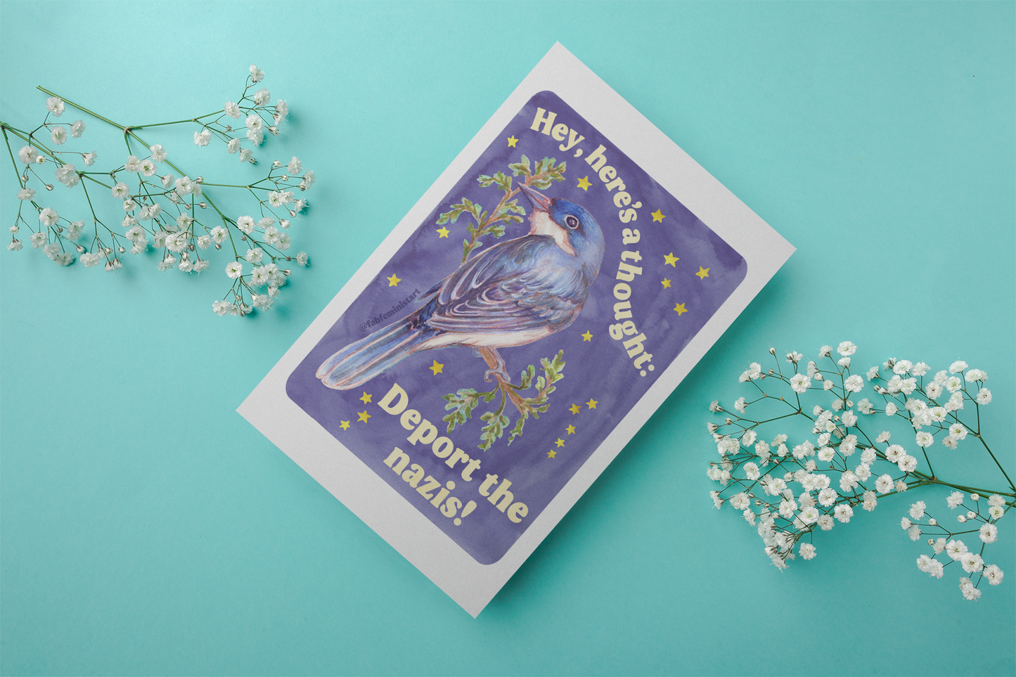 Hey, here's a thought: Deport the nazis: feminist art print