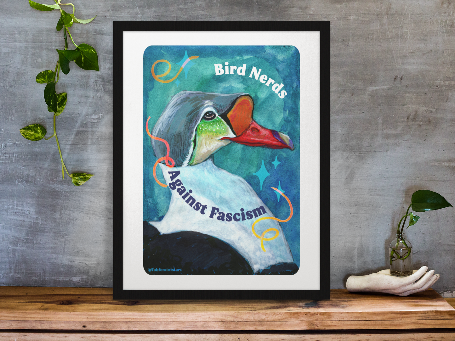 Bird Nerds Against Fascism : Feminist Art Print